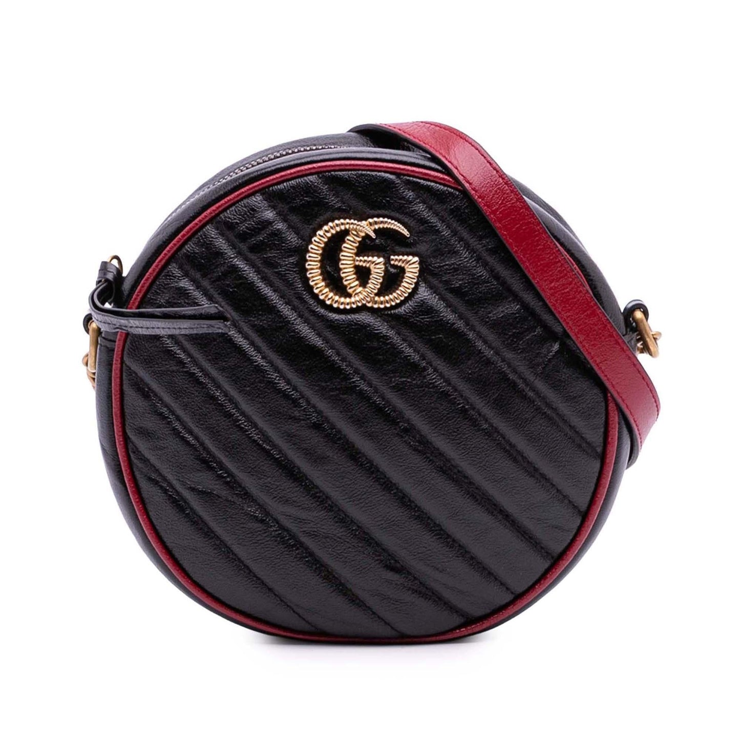 Gucci GG Marmont Torchon Round Matelasse Leather Mini Crossbody Bag