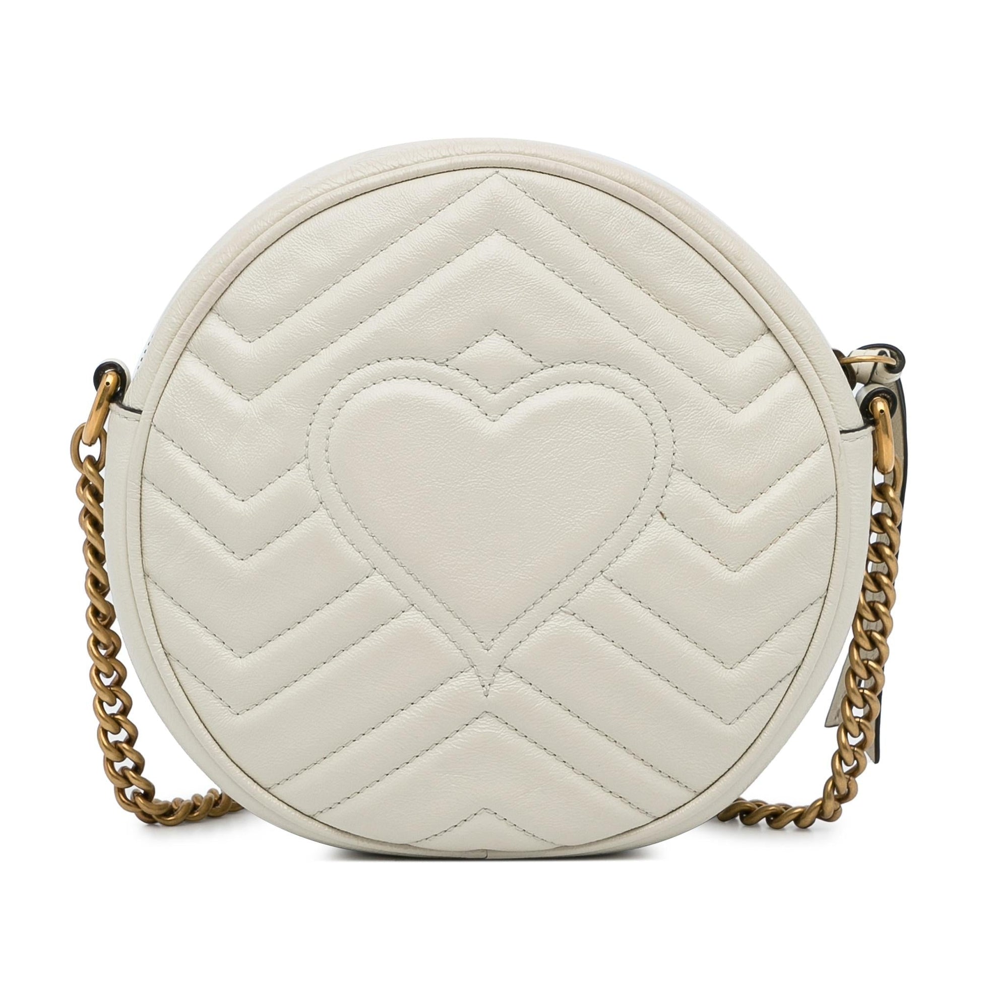 Gucci GG Marmont Round SHG-Djif6j Leather Calf White Mini Crossbody Bag