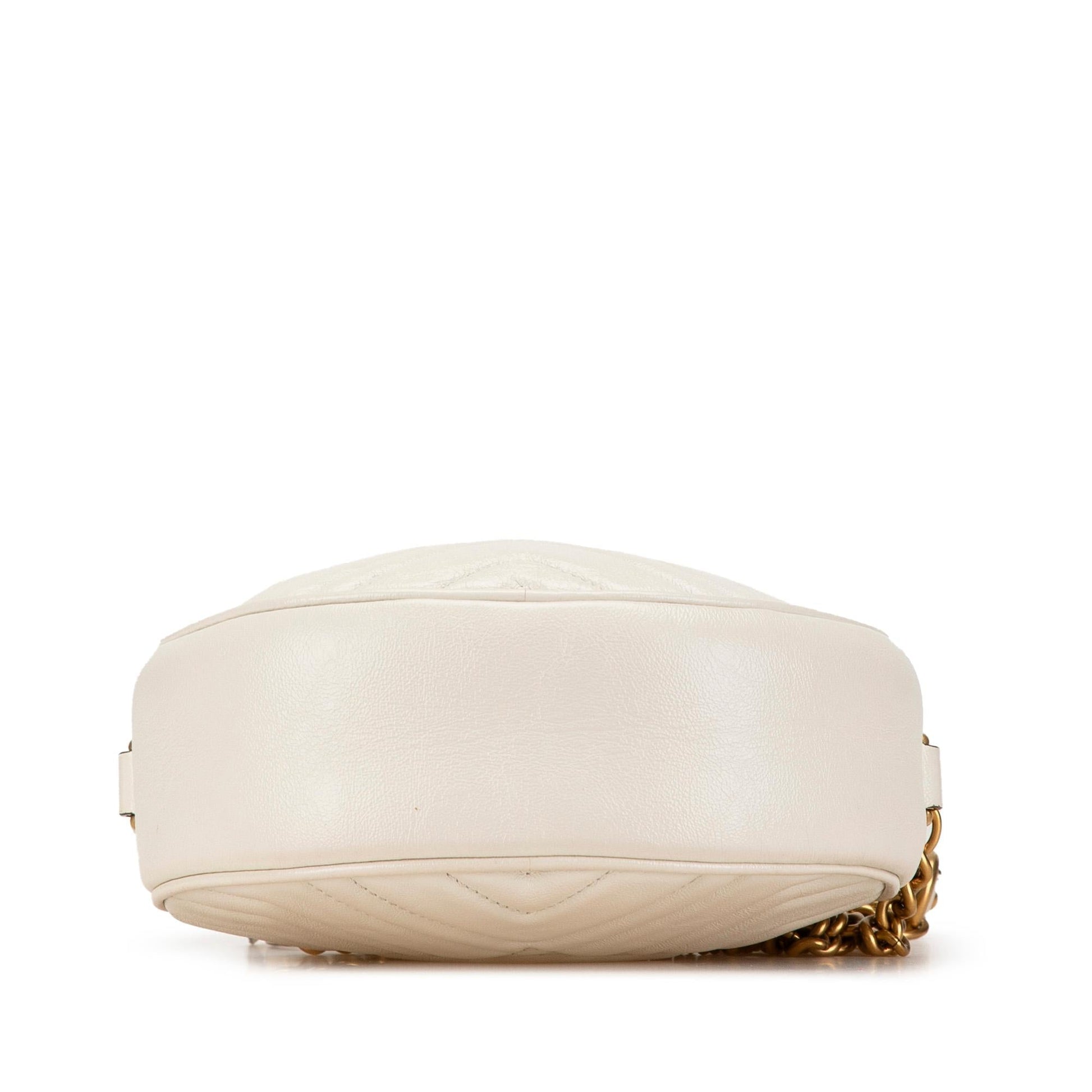 Gucci GG Marmont Round Leather Calf White Mini Crossbody Bag