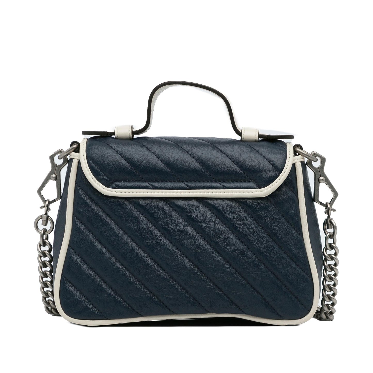 Gucci GG Marmont Torchon SHG-WZvkah Calf Blue Mini Top Handle Satchel Bag