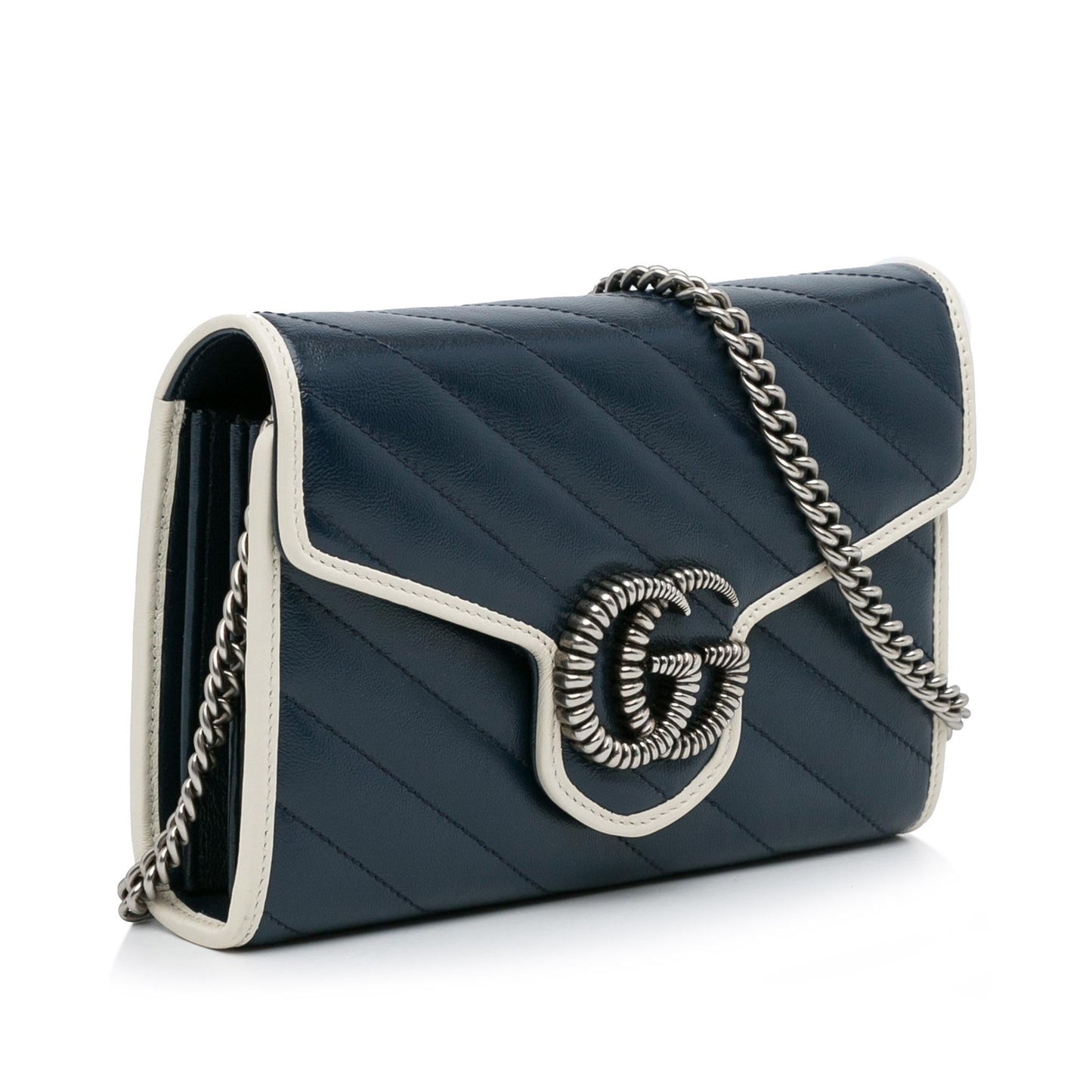 Gucci GG Marmont Wallet on SHG-QYIeTn Calf Blue Mini Chain Crossbody Bag