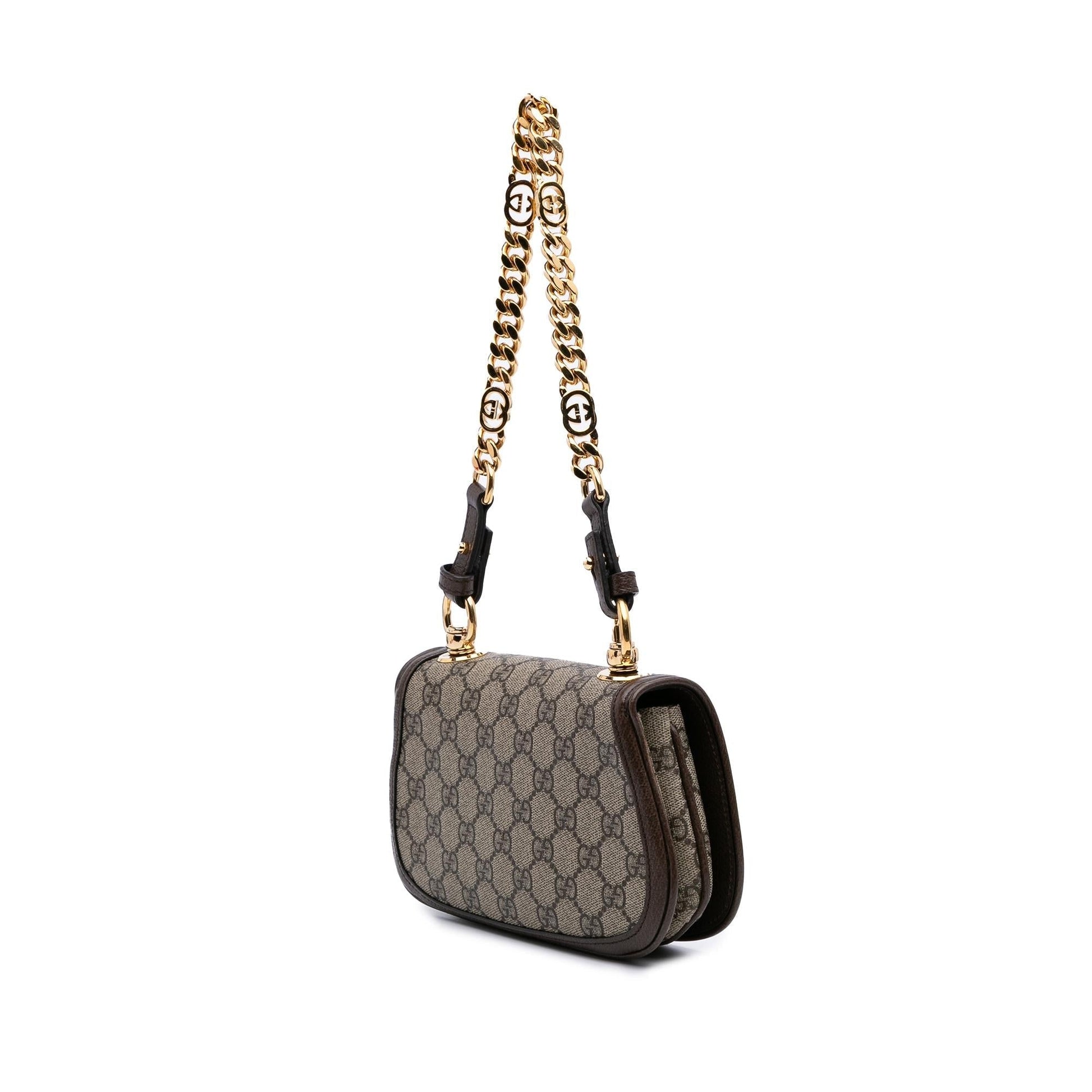Gucci GG Supreme Blondie Canvas Brown Mini Satchel Bag