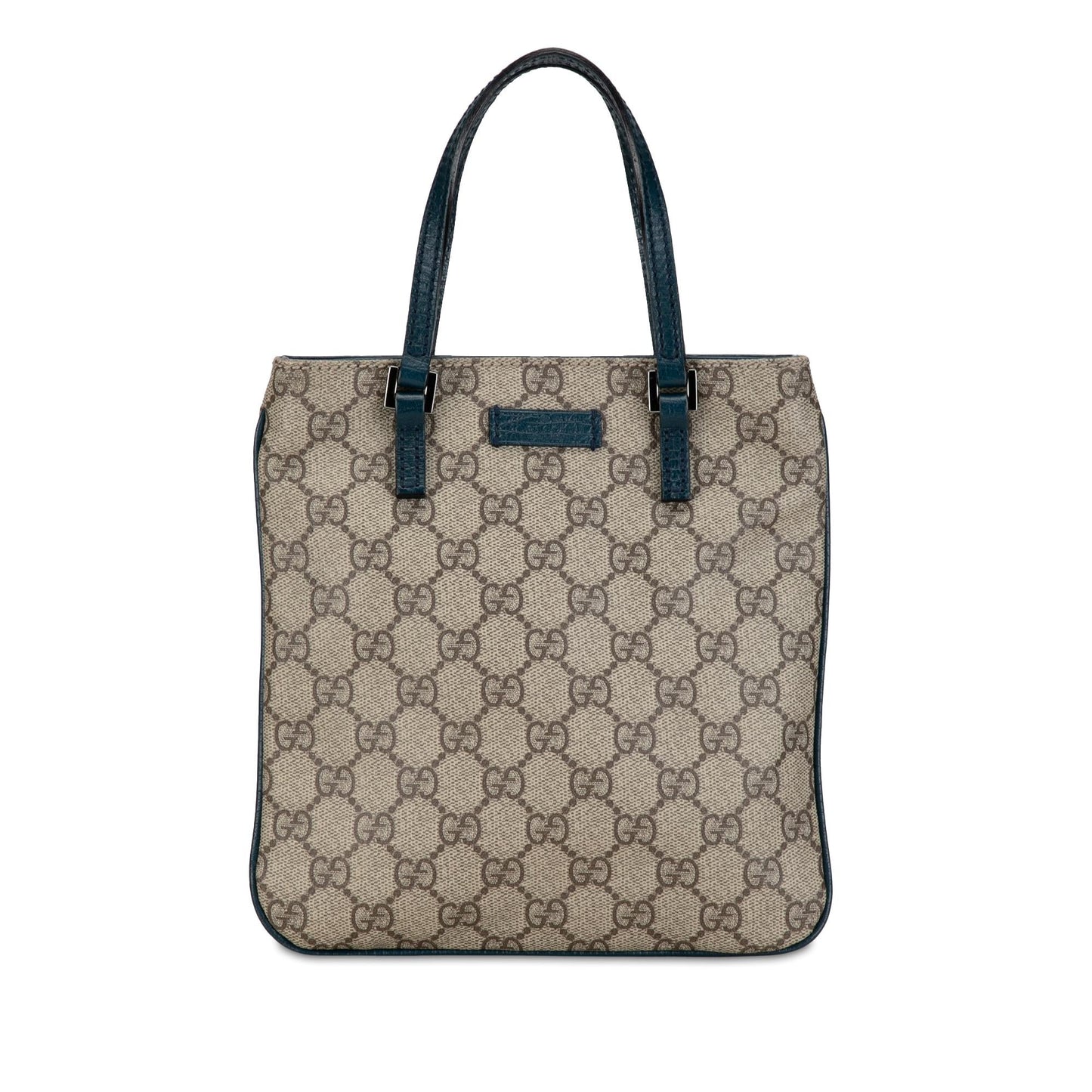 Gucci GG Supreme Canvas Calf Brown Blue Satchel Bag