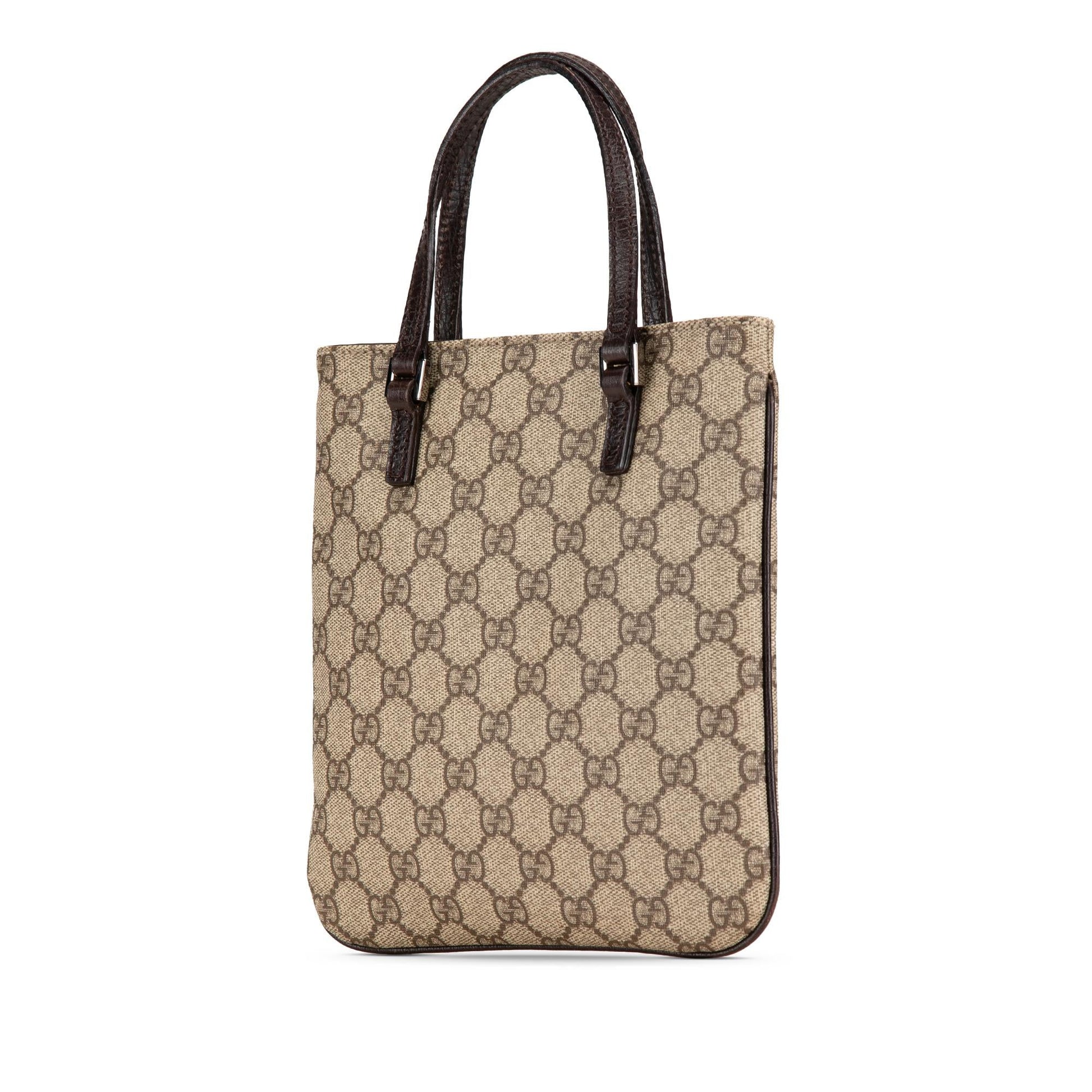 Gucci GG Supreme SHG-c4u5RB Canvas Calf Brown Mini Satchel Bag