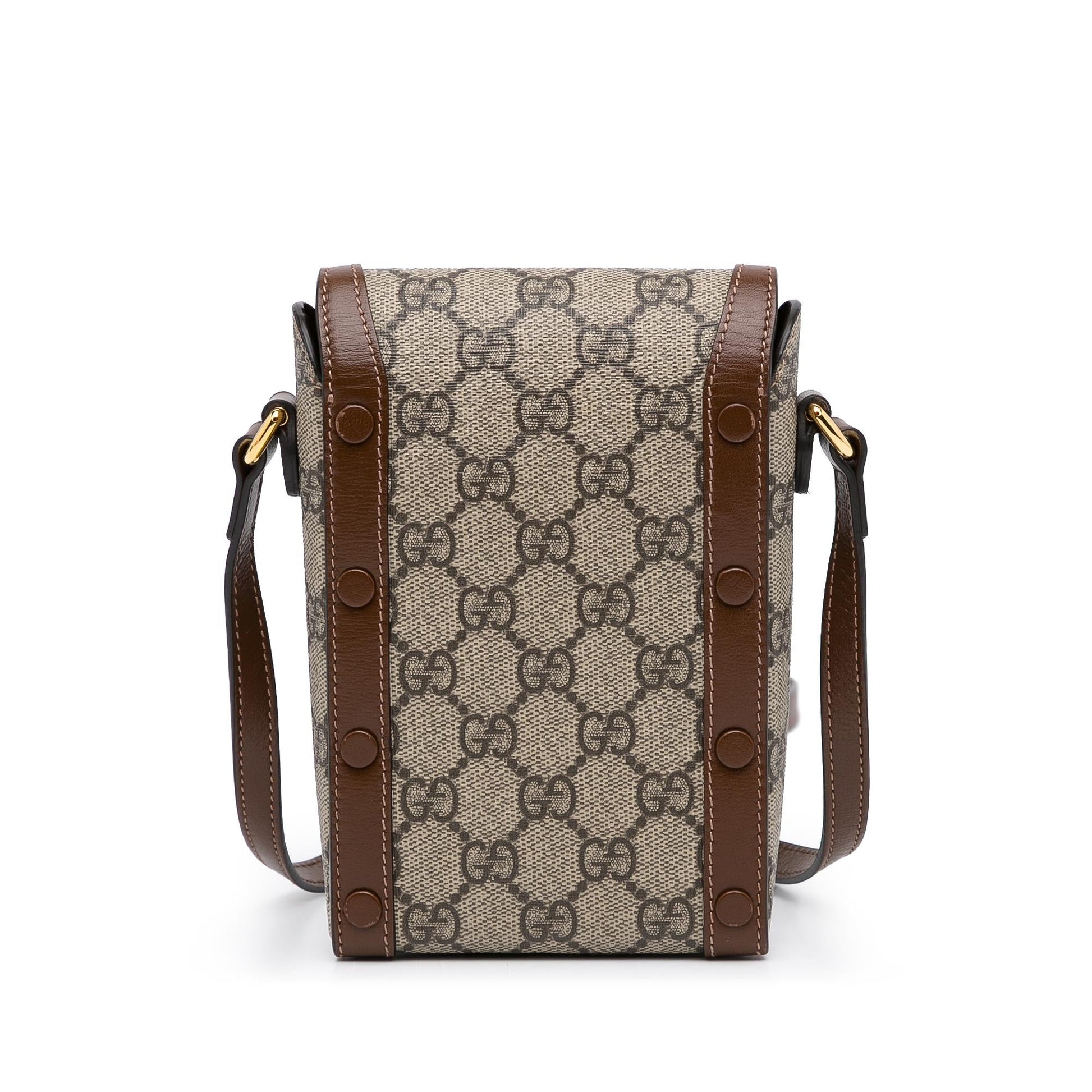 Gucci GG Supreme Horsebit SHG-fmvzee Canvas Calf Brown Mini Crossbody Bag