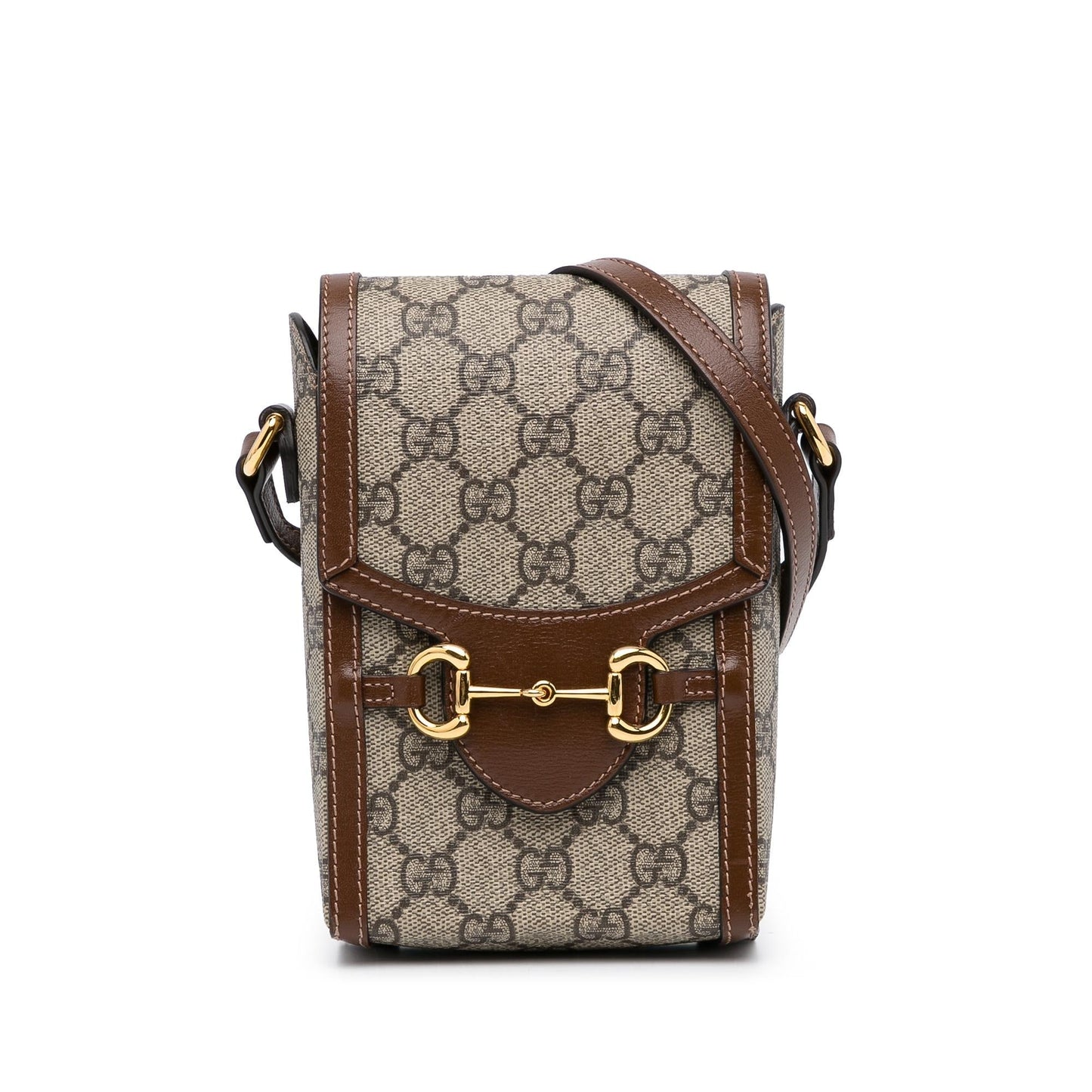 Gucci GG Supreme Horsebit SHG-fmvzee Canvas Calf Brown Mini Crossbody Bag