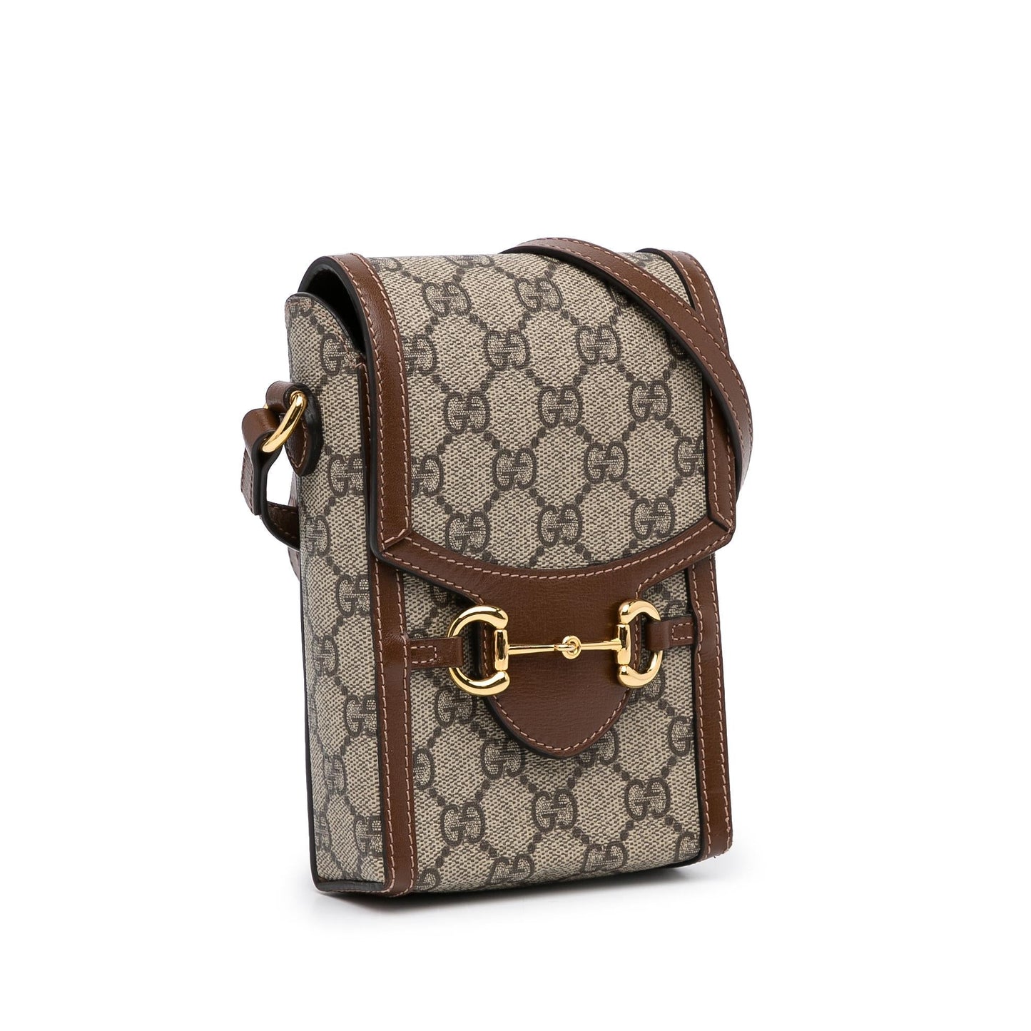 Gucci GG Supreme Horsebit SHG-fmvzee Canvas Calf Brown Mini Crossbody Bag