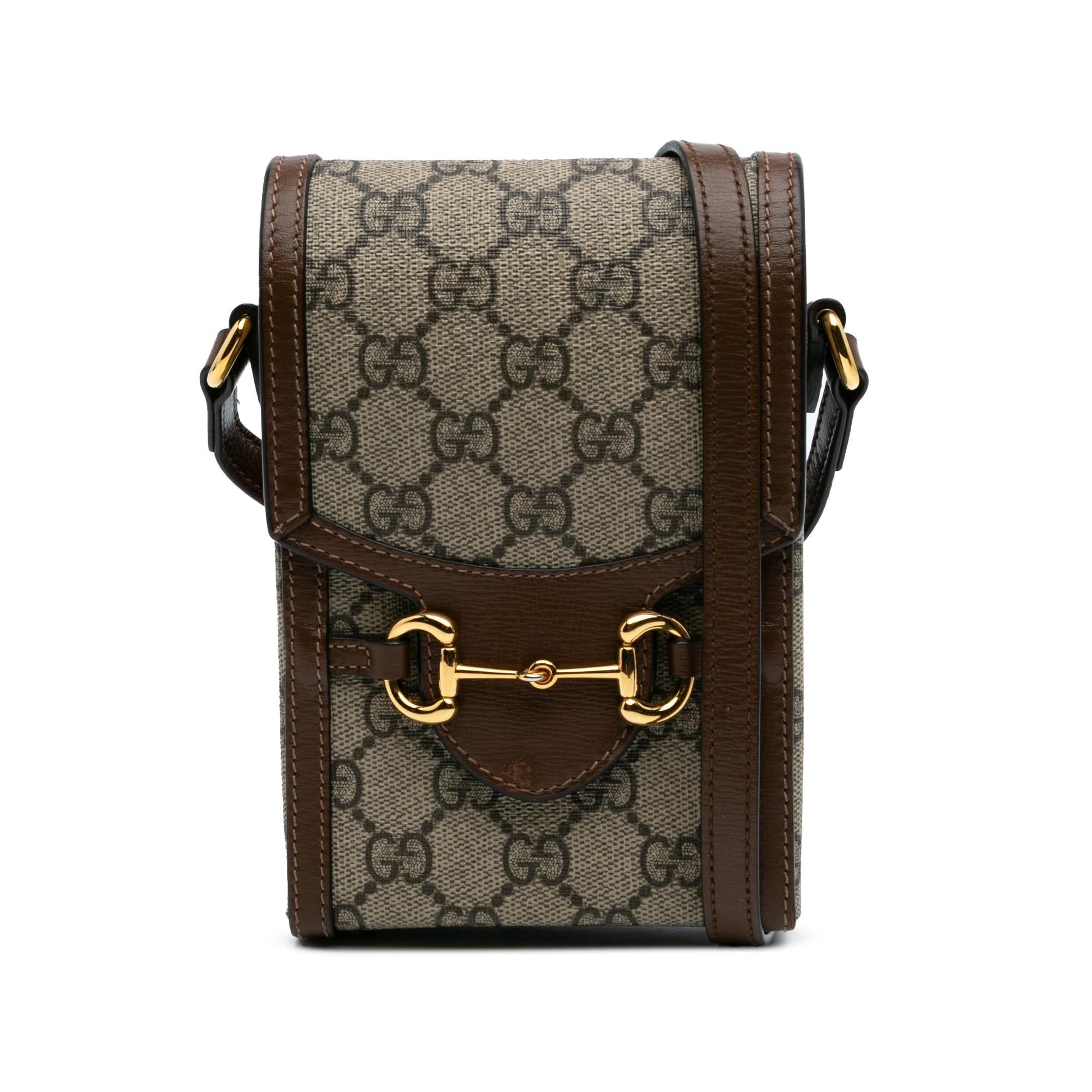 Gucci GG Supreme Horsebit Canvas Calf Brown Mini Crossbody Bag Crossbody 2