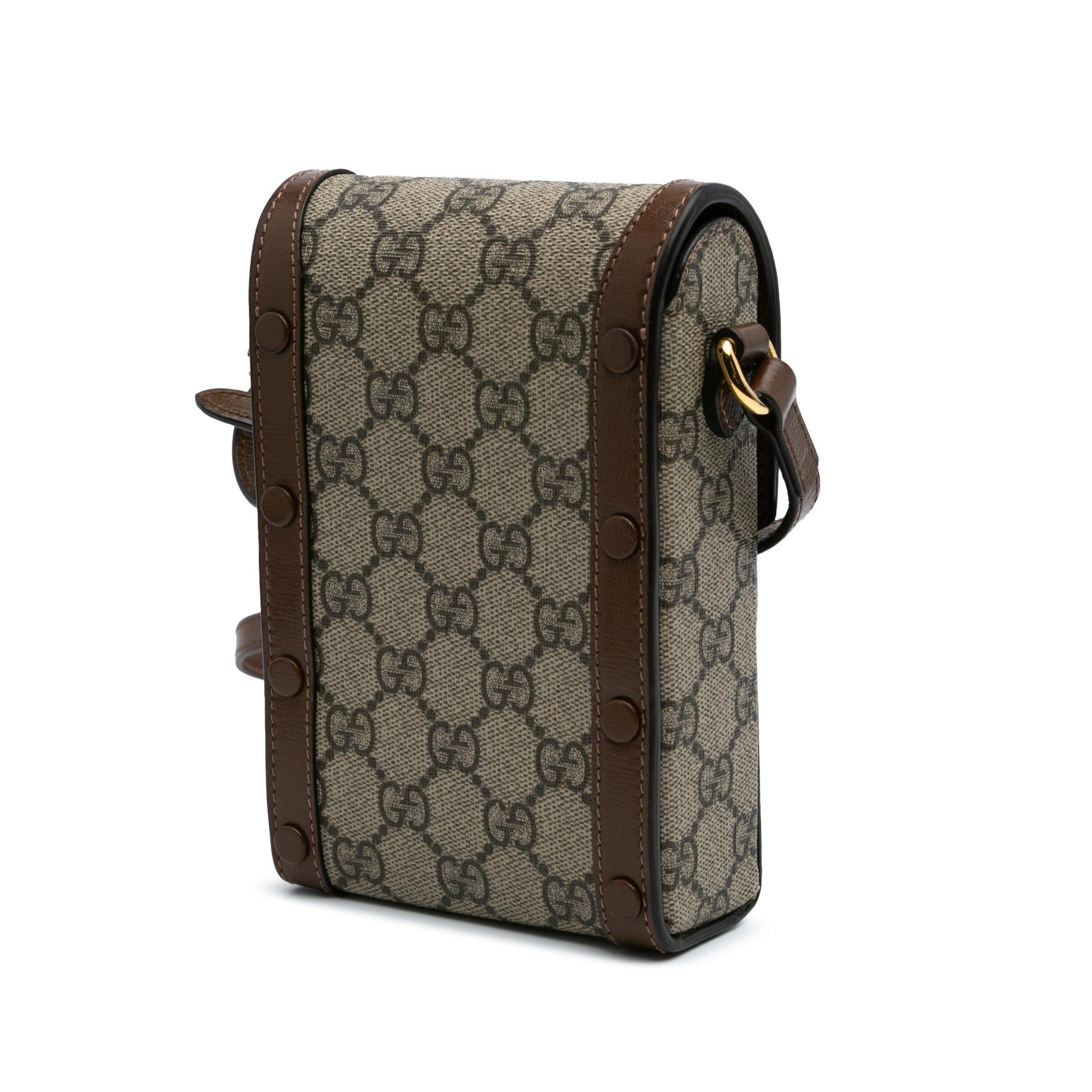 Gucci GG Supreme Horsebit Canvas Calf Brown Mini Crossbody Bag Crossbody 2