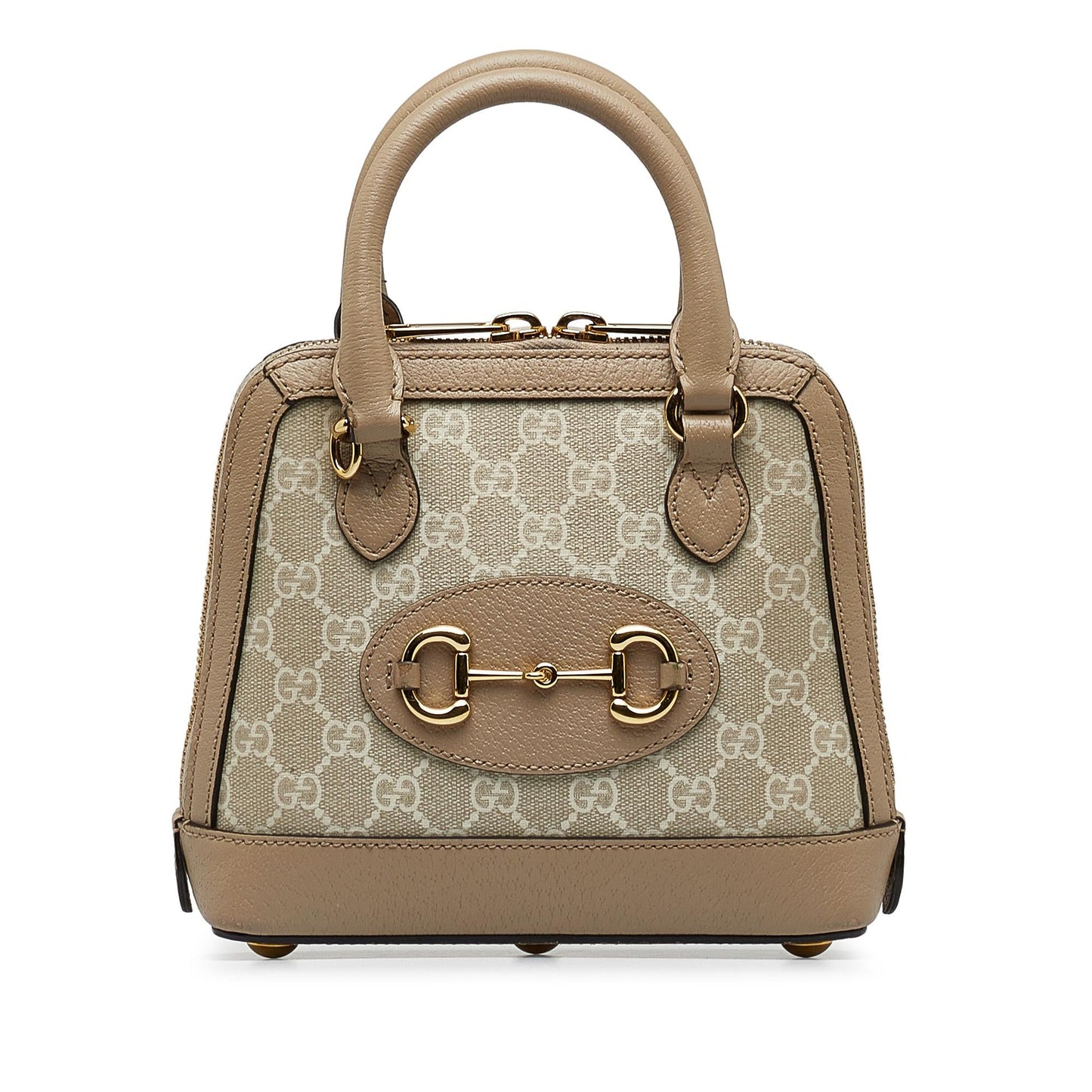 Gucci GG Supreme Horsebit Canvas Brown Mini Satchel Bag
