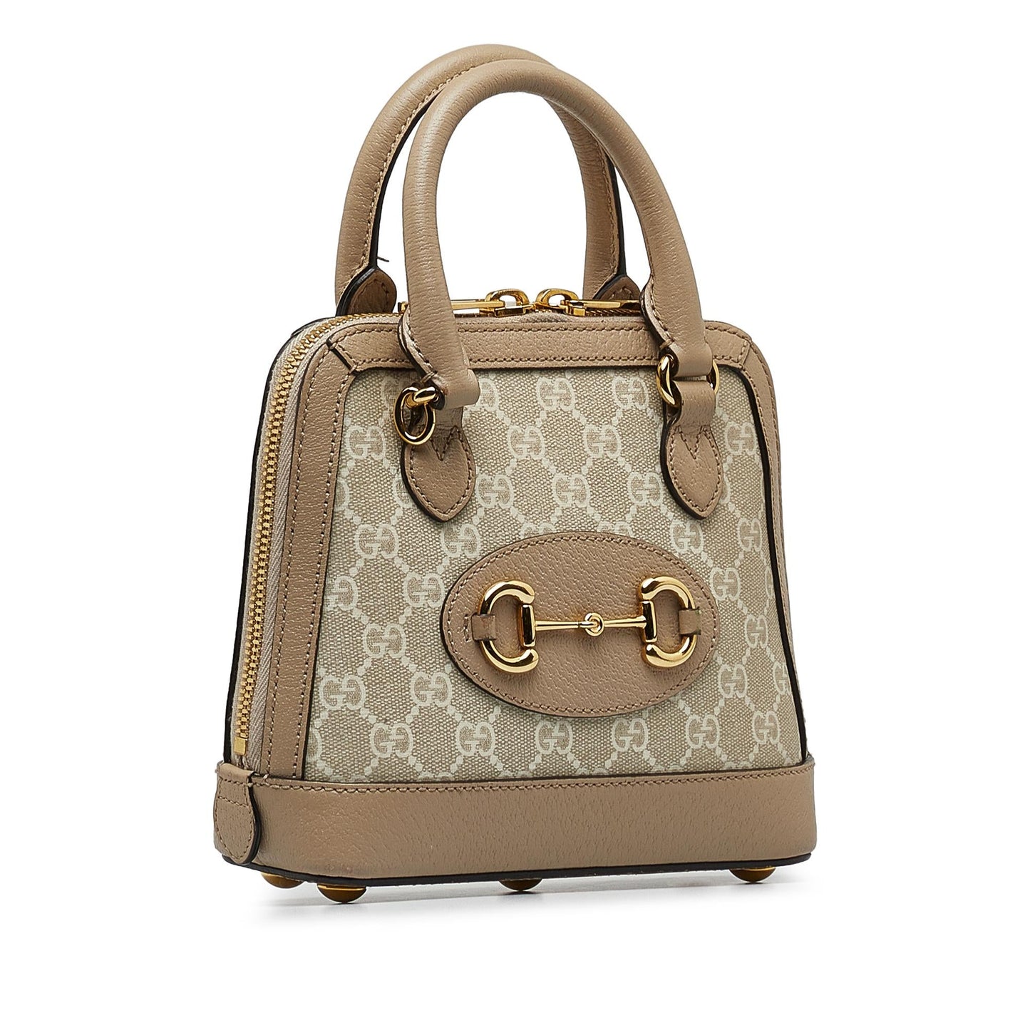 Gucci GG Supreme Horsebit Canvas Brown Mini Satchel Bag