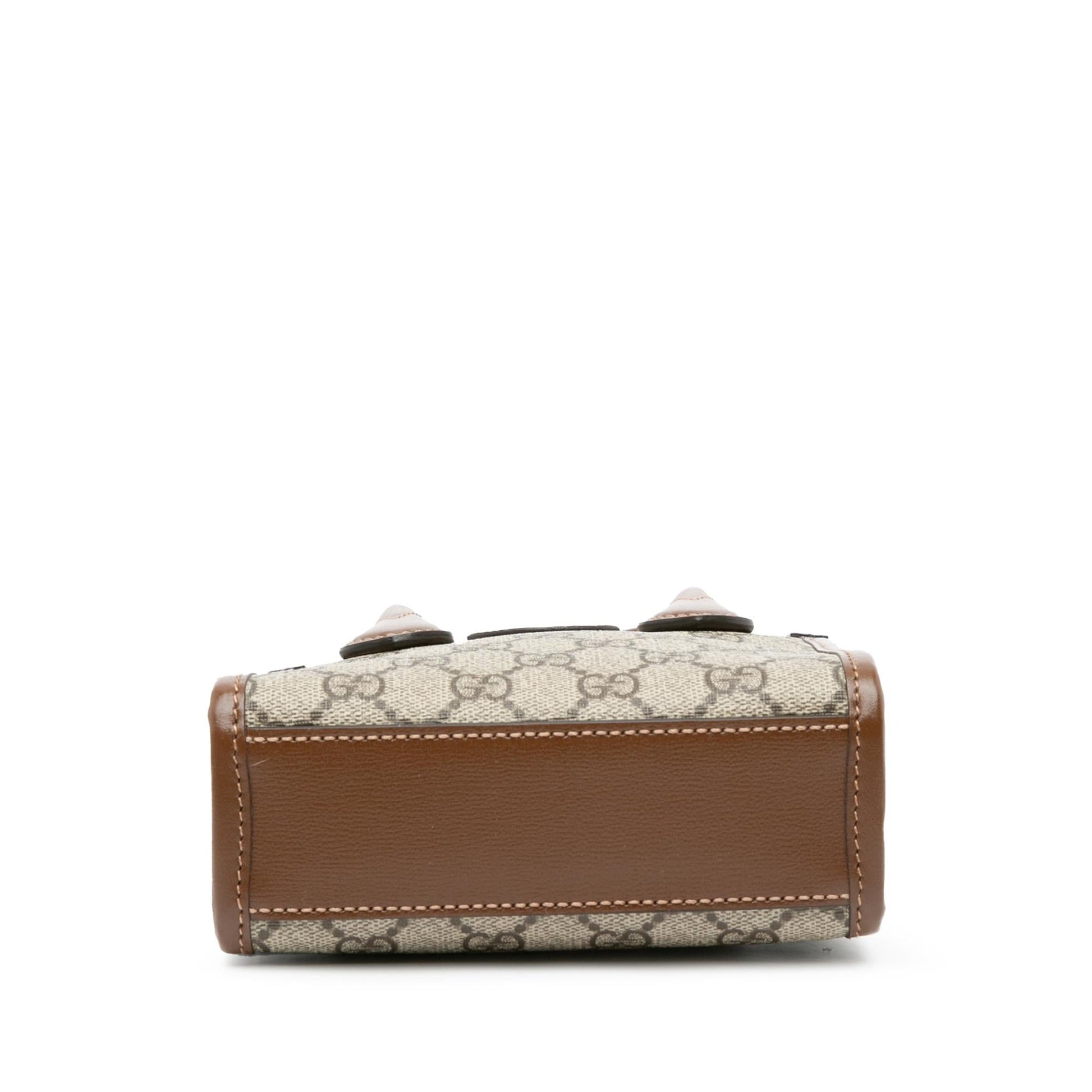 Gucci GG Supreme Interlocking G Canvas Brown Mini Satchel Bag
