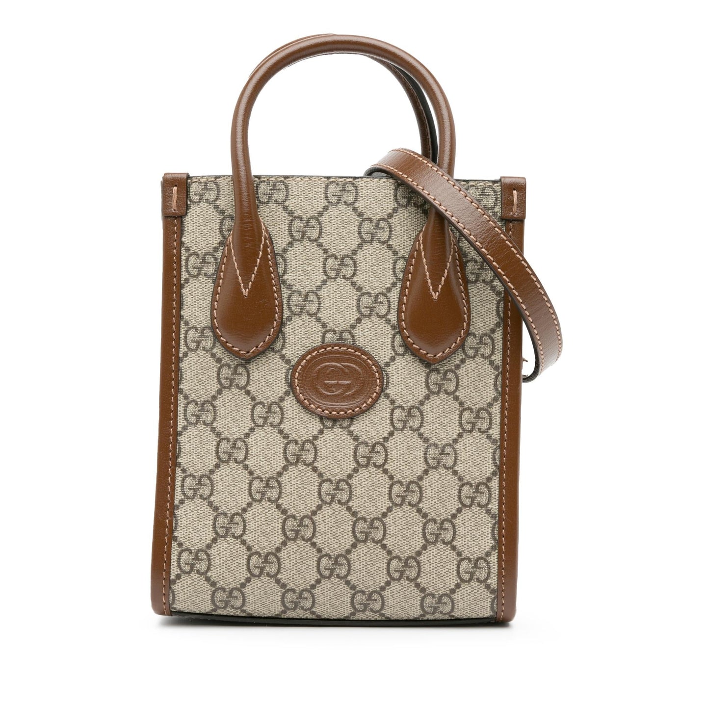 Gucci GG Supreme Interlocking G Canvas Brown Mini Satchel Bag