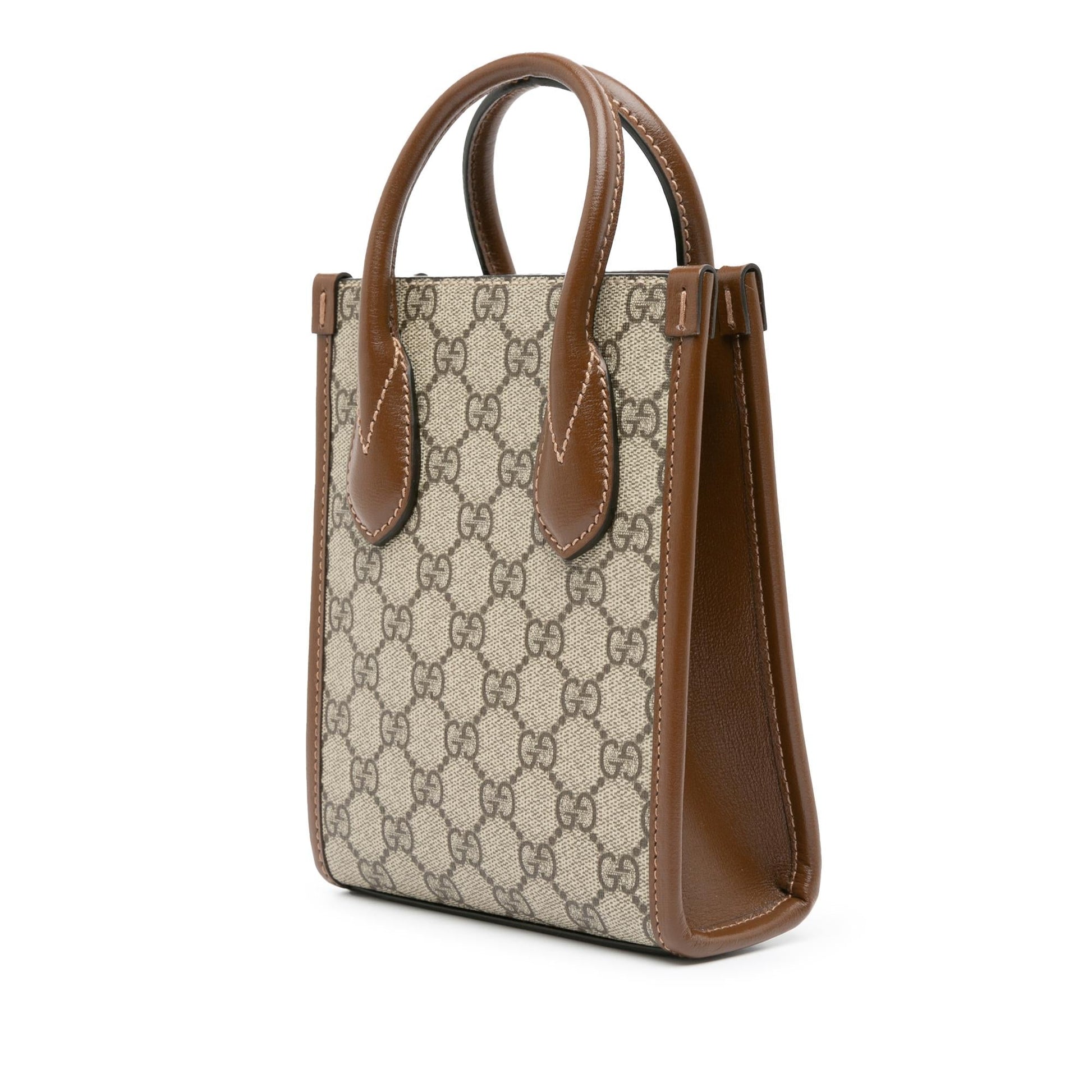 Gucci GG Supreme Interlocking G Canvas Brown Mini Satchel Bag