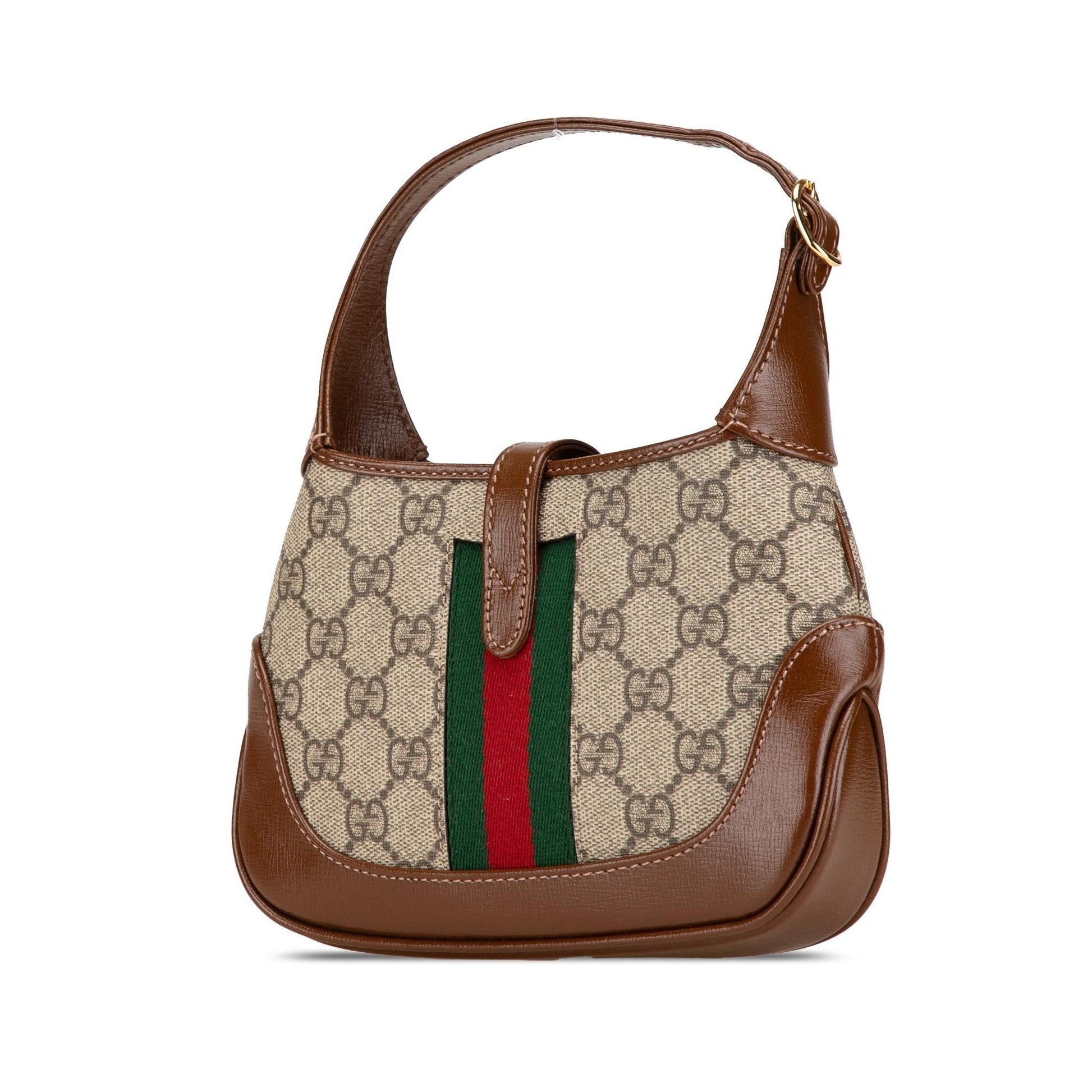 Gucci GG Supreme Jackie Canvas Calf Brown Mini Crossbody Bag Shg 5T4Xoj