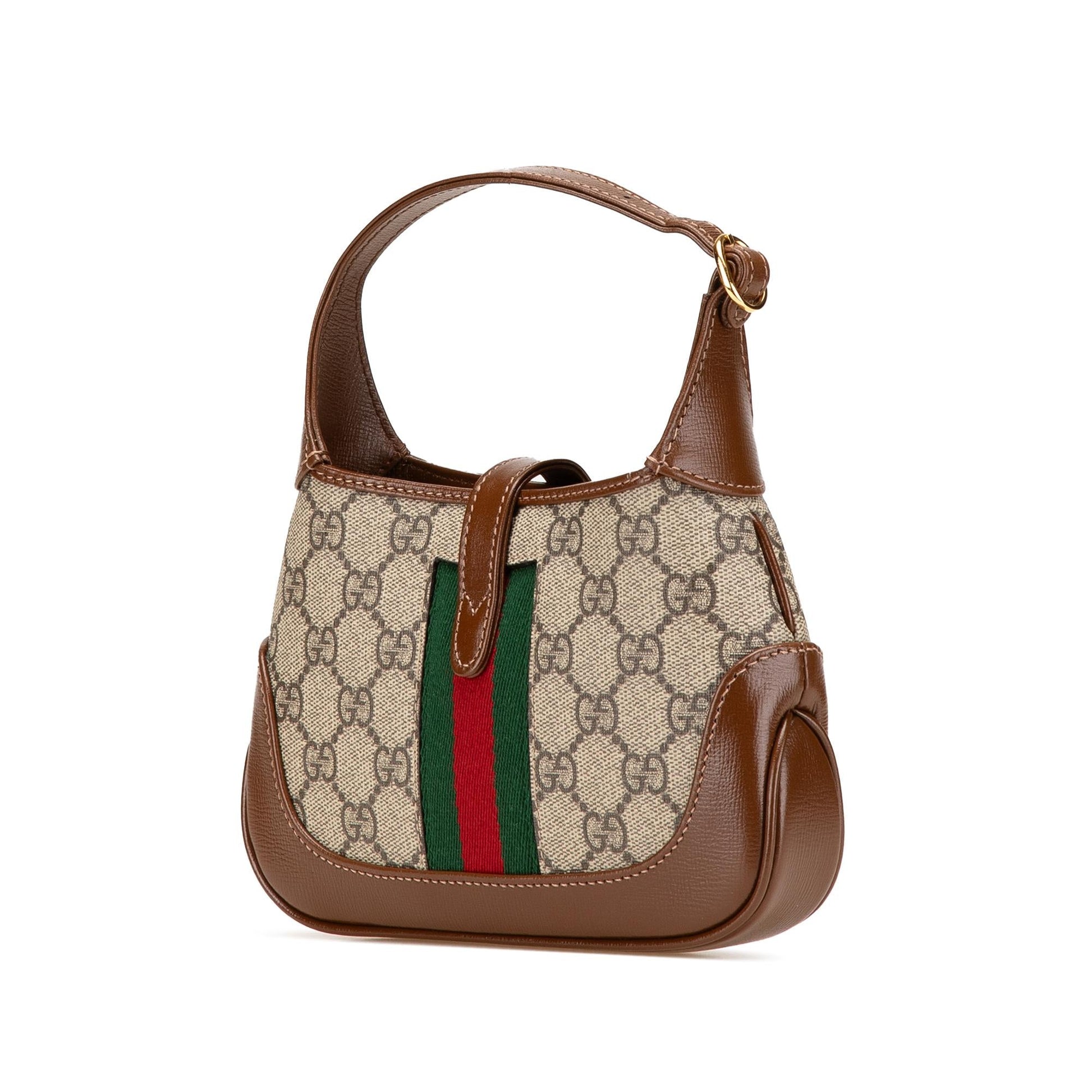 Gucci GG Supreme Jackie Canvas Calf Brown Mini Crossbody Bag Crossbody 1