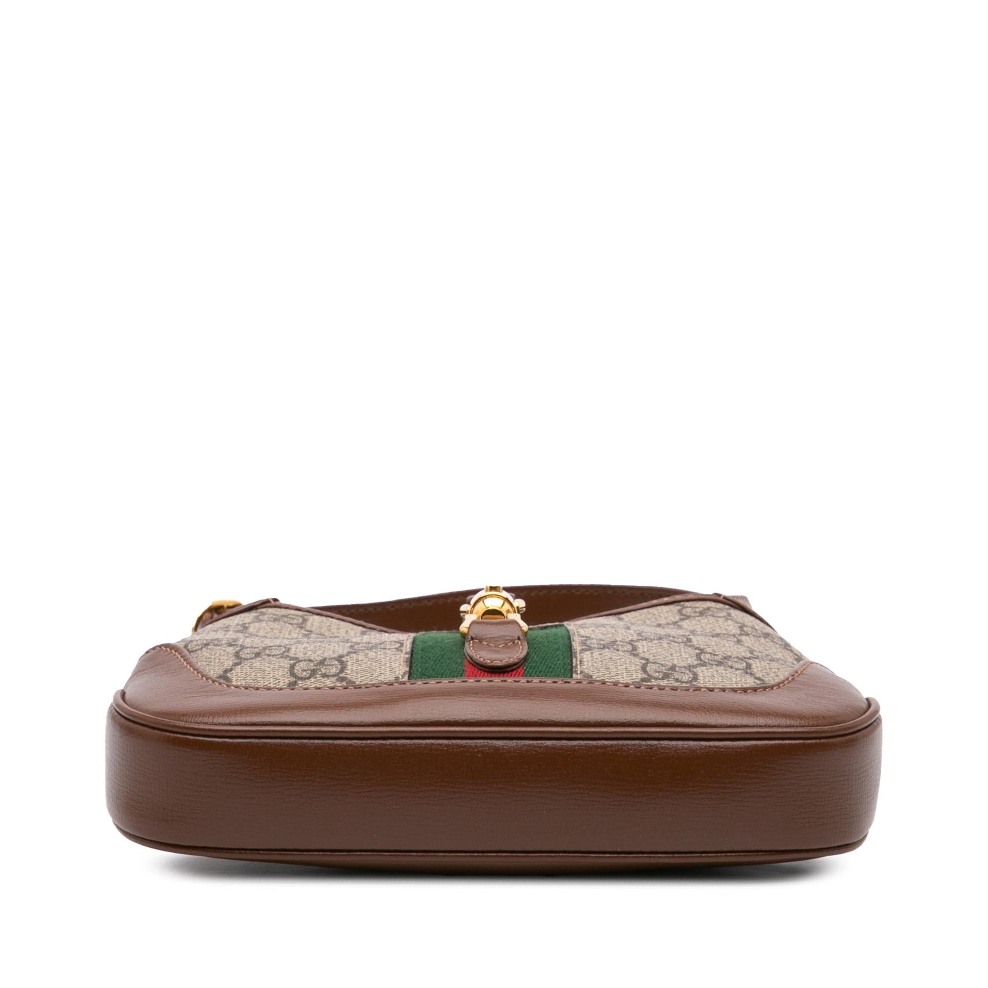 Gucci GG Supreme Jackie Canvas Calf Brown Mini Crossbody Bag