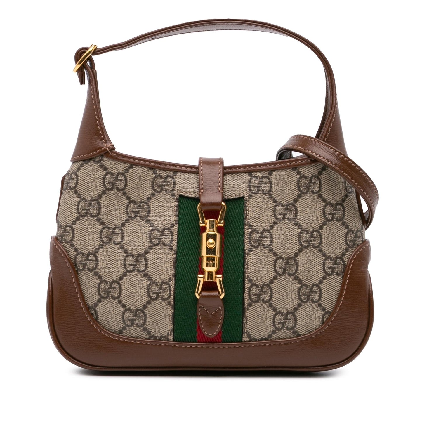 Gucci GG Supreme Jackie Canvas Calf Brown Mini Crossbody Bag