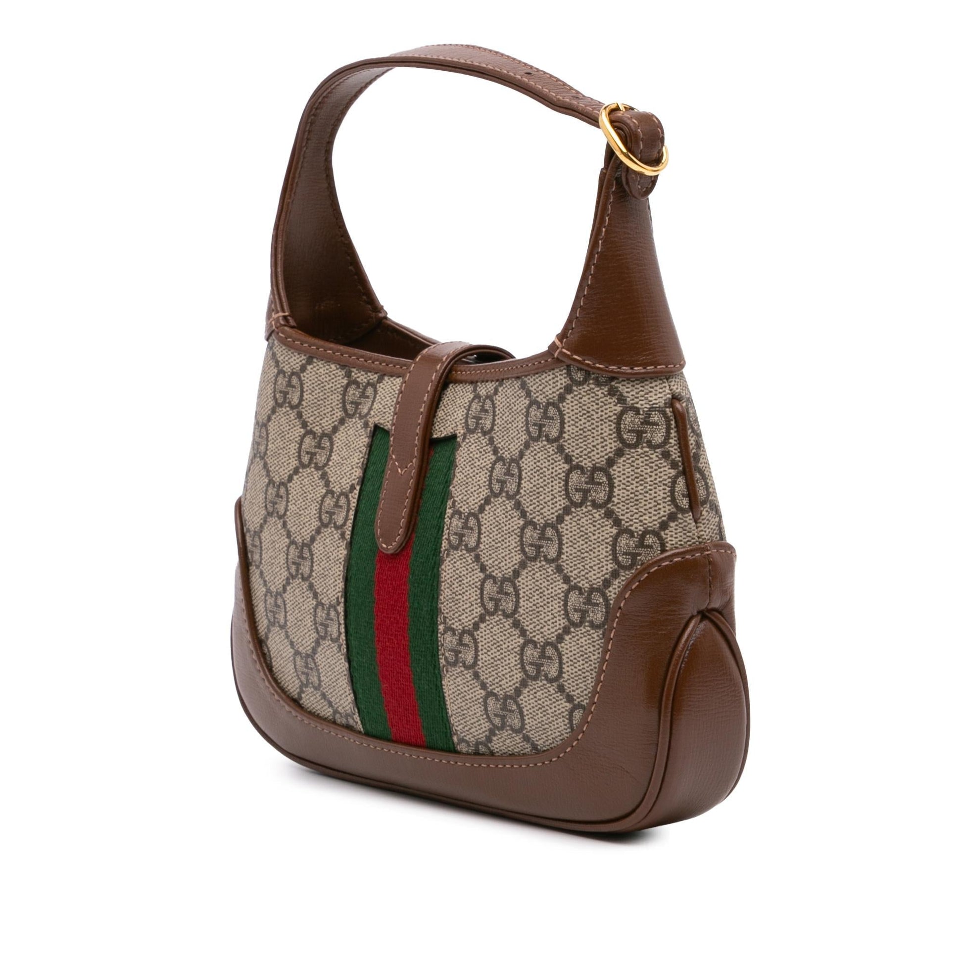 Gucci GG Supreme Jackie Canvas Calf Brown Mini Crossbody Bag