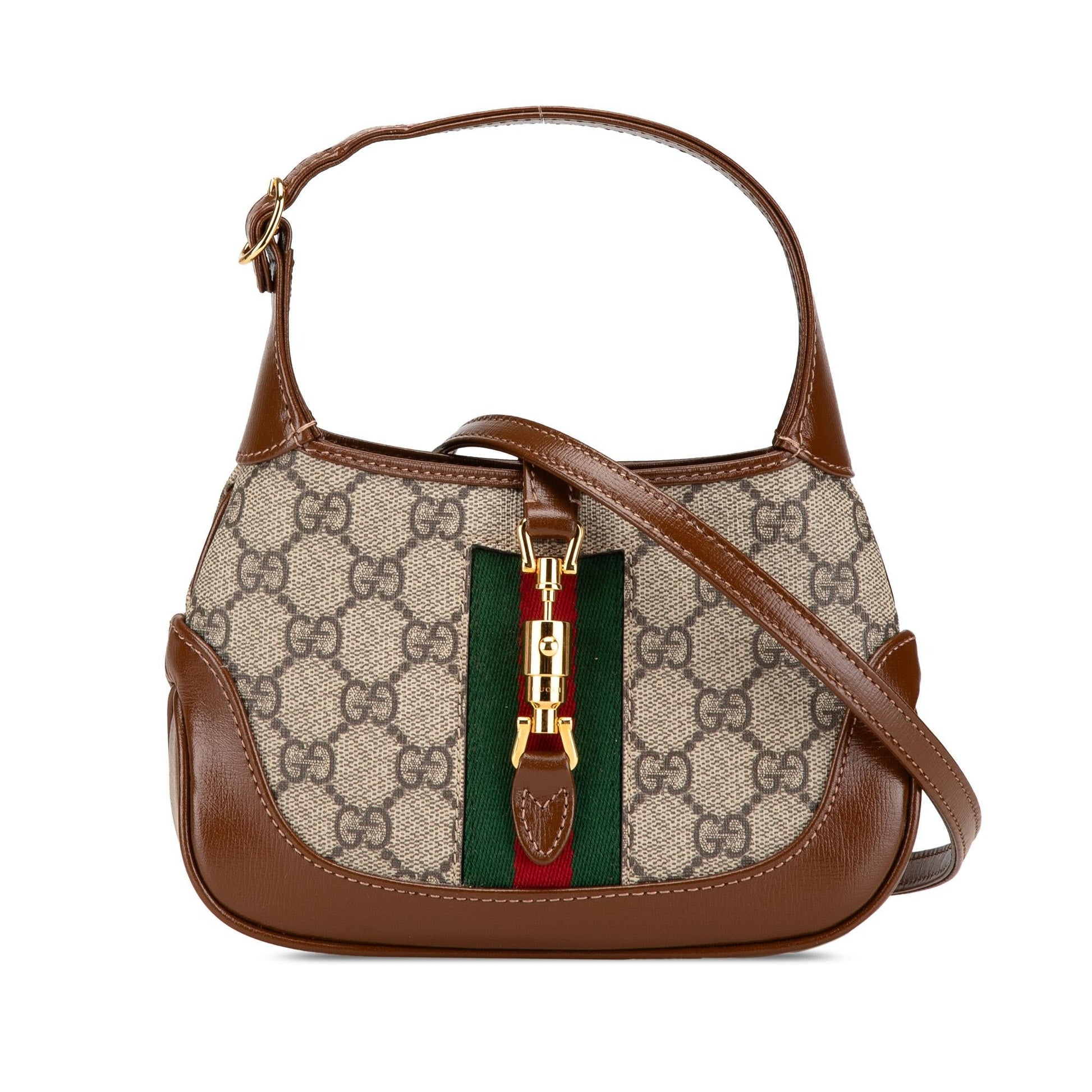 Gucci GG Supreme Jackie Canvas Calf Brown Mini Crossbody Bag Crossbody 3