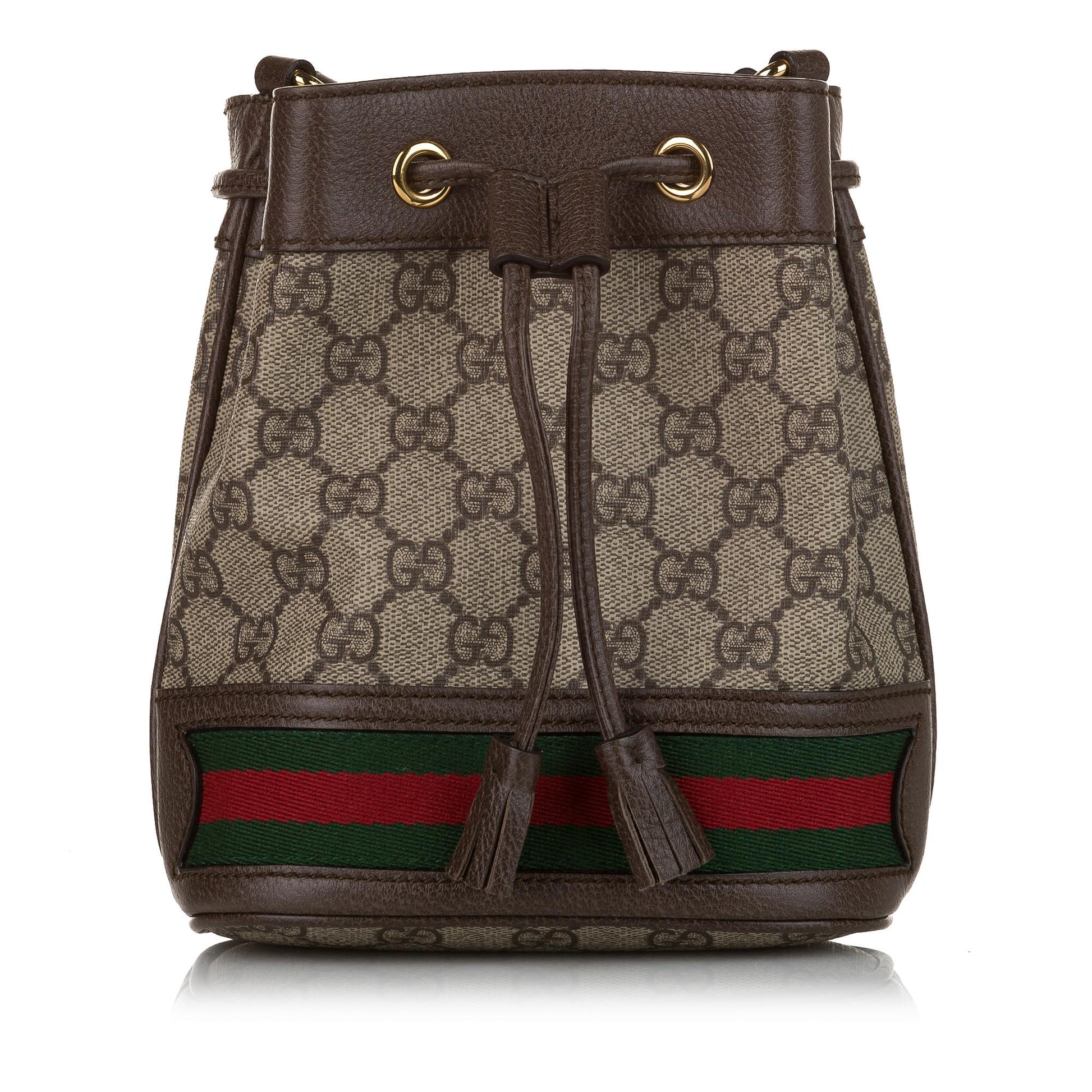 Gucci GG Supreme Ophidia Bucket SHG Canvas Calf Brown Mini Shoulder Bag