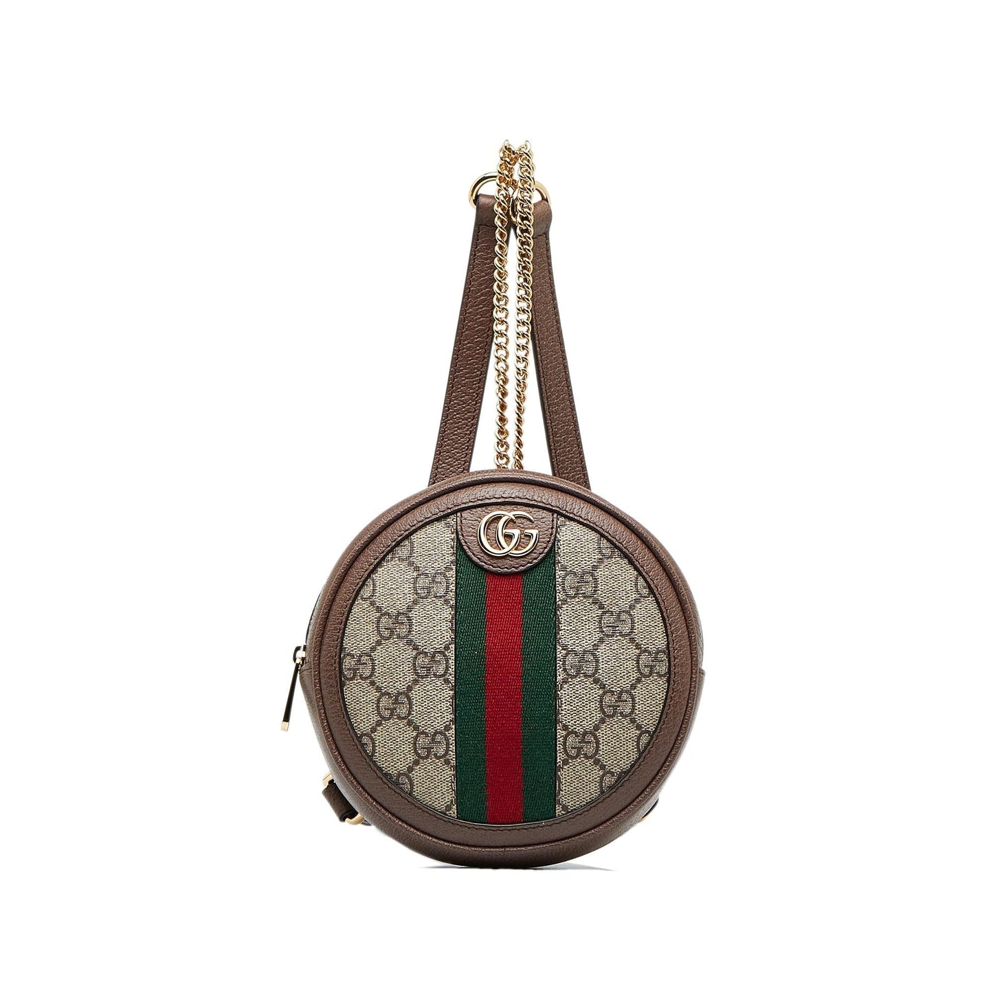 Gucci GG Supreme Round Ophidia Backpack Canvas Calf Brown Mini