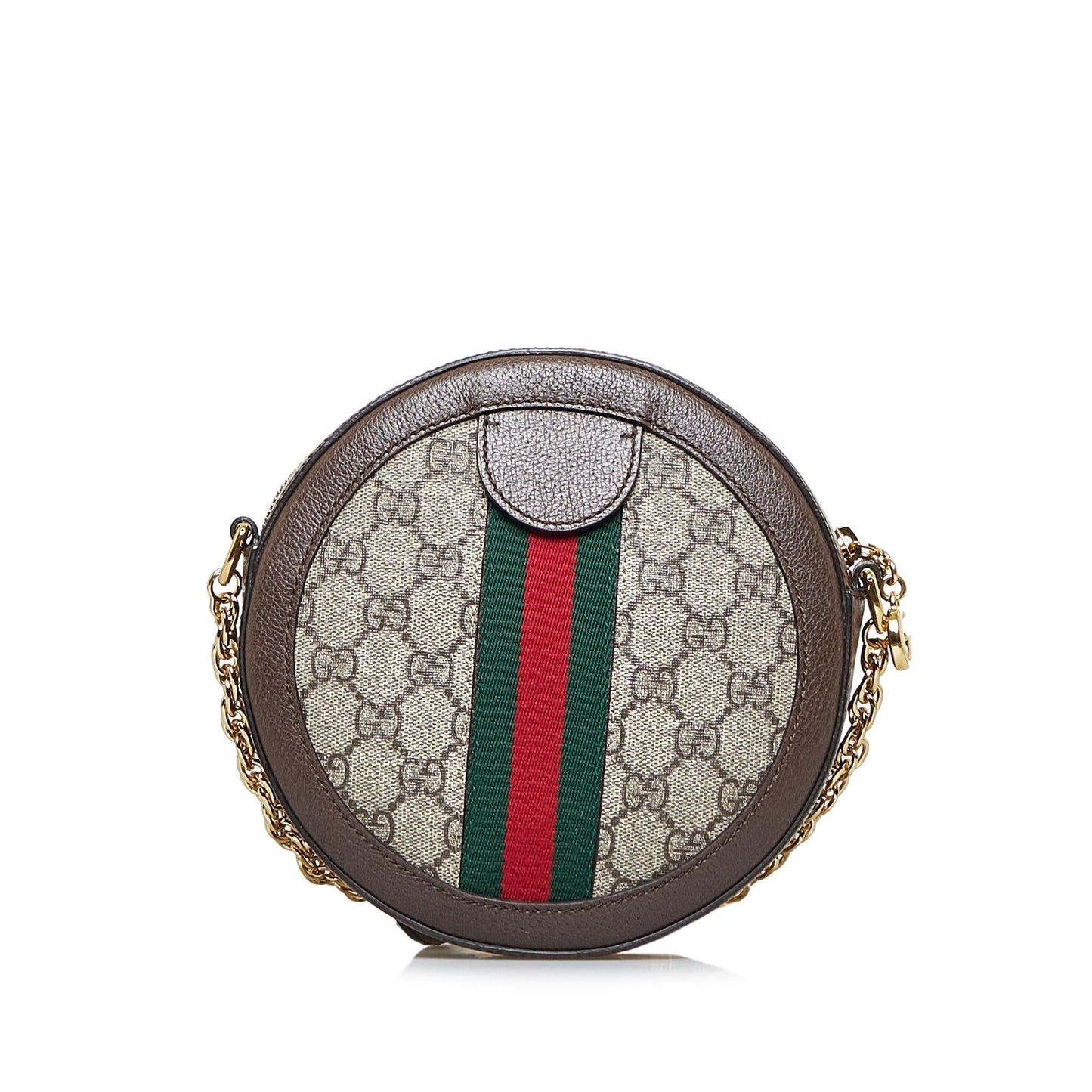 Gucci GG Supreme Round Ophidia SHG-Q0Y51W Canvas Calf Brown Mini Crossbody Bag