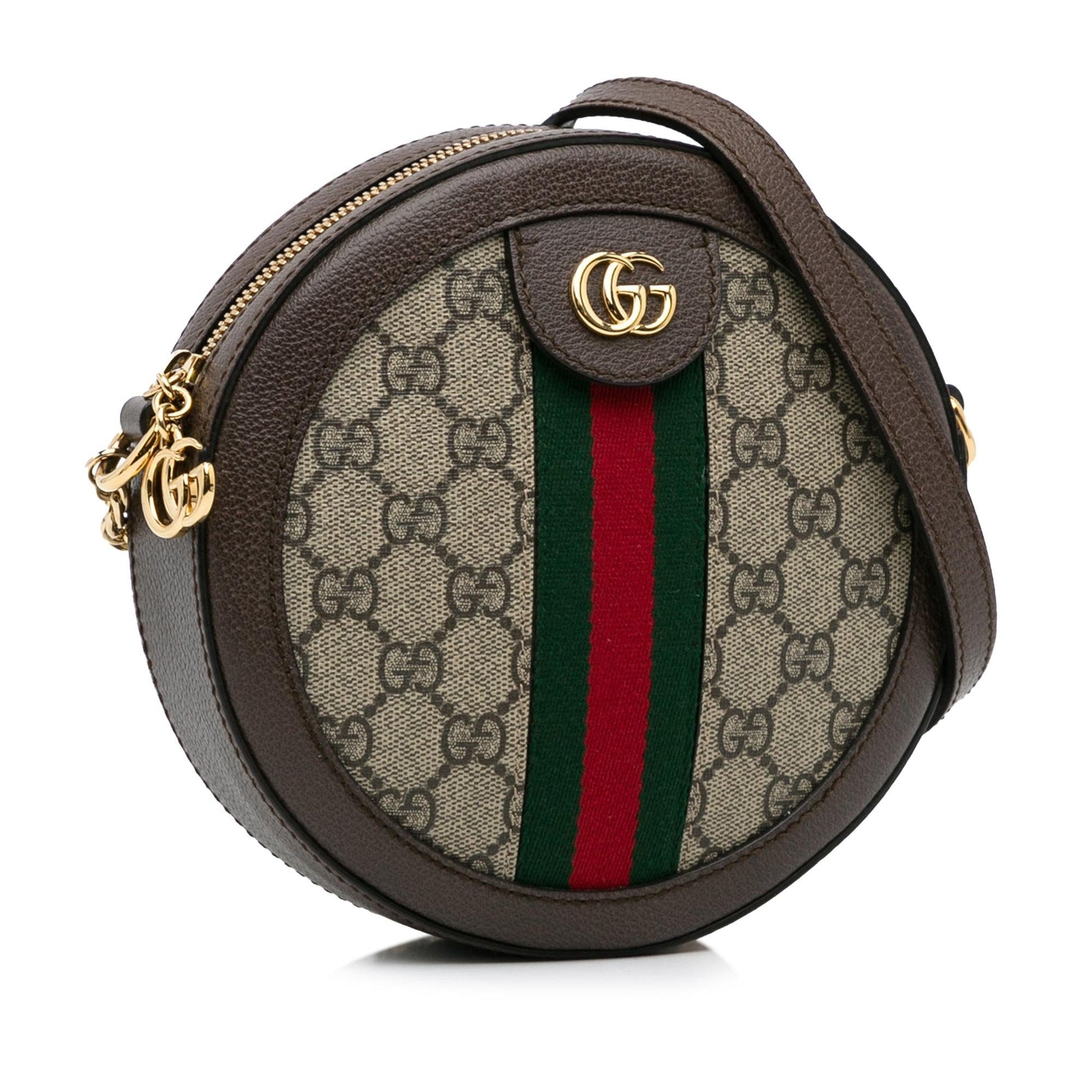 Gucci GG Supreme Round Ophidia SHG-aFu3qu Canvas Brown Mini Crossbody Bag