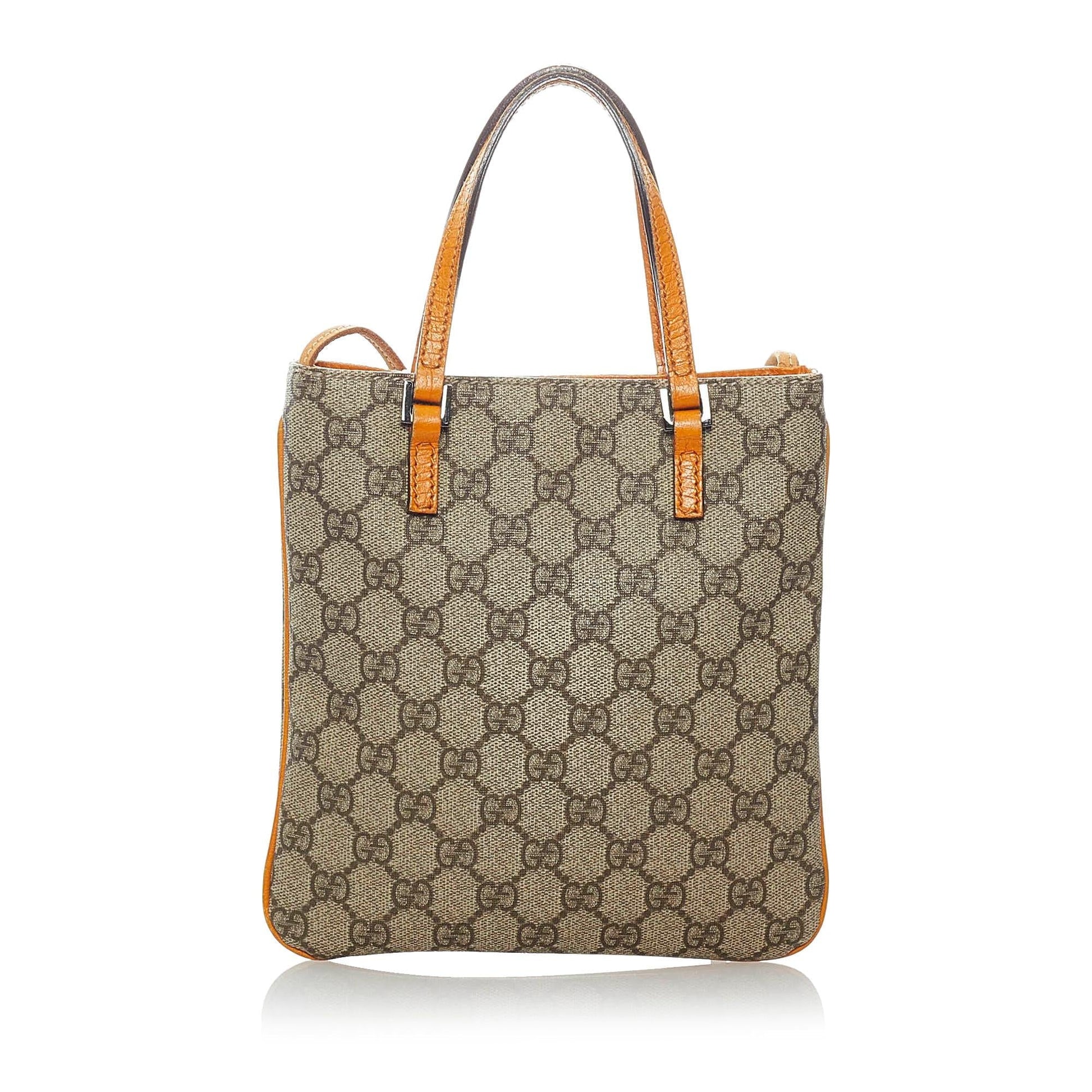 Gucci GG Supreme SHG Canvas Brown Orange Mini Satchel Bag