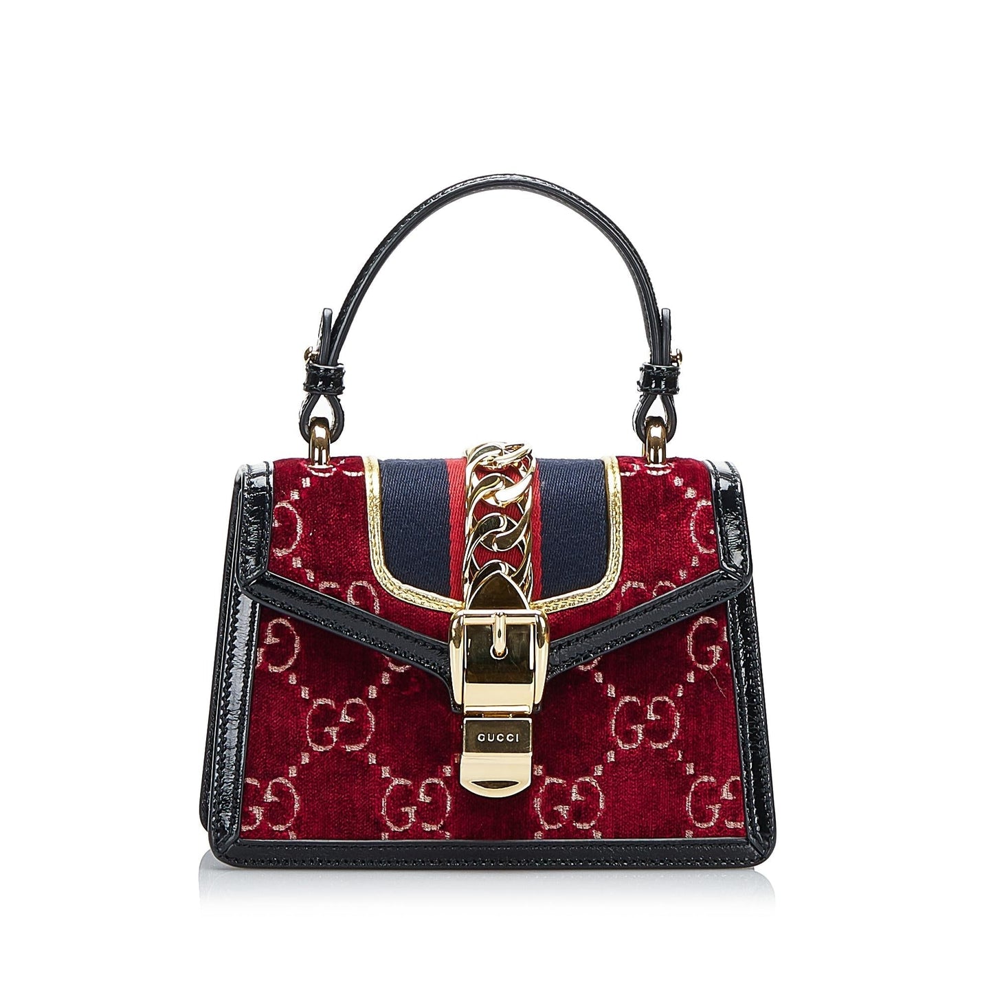 Gucci GG Velvet Sylvie SHG-DMuxoM Calf Red Mini Satchel Bag