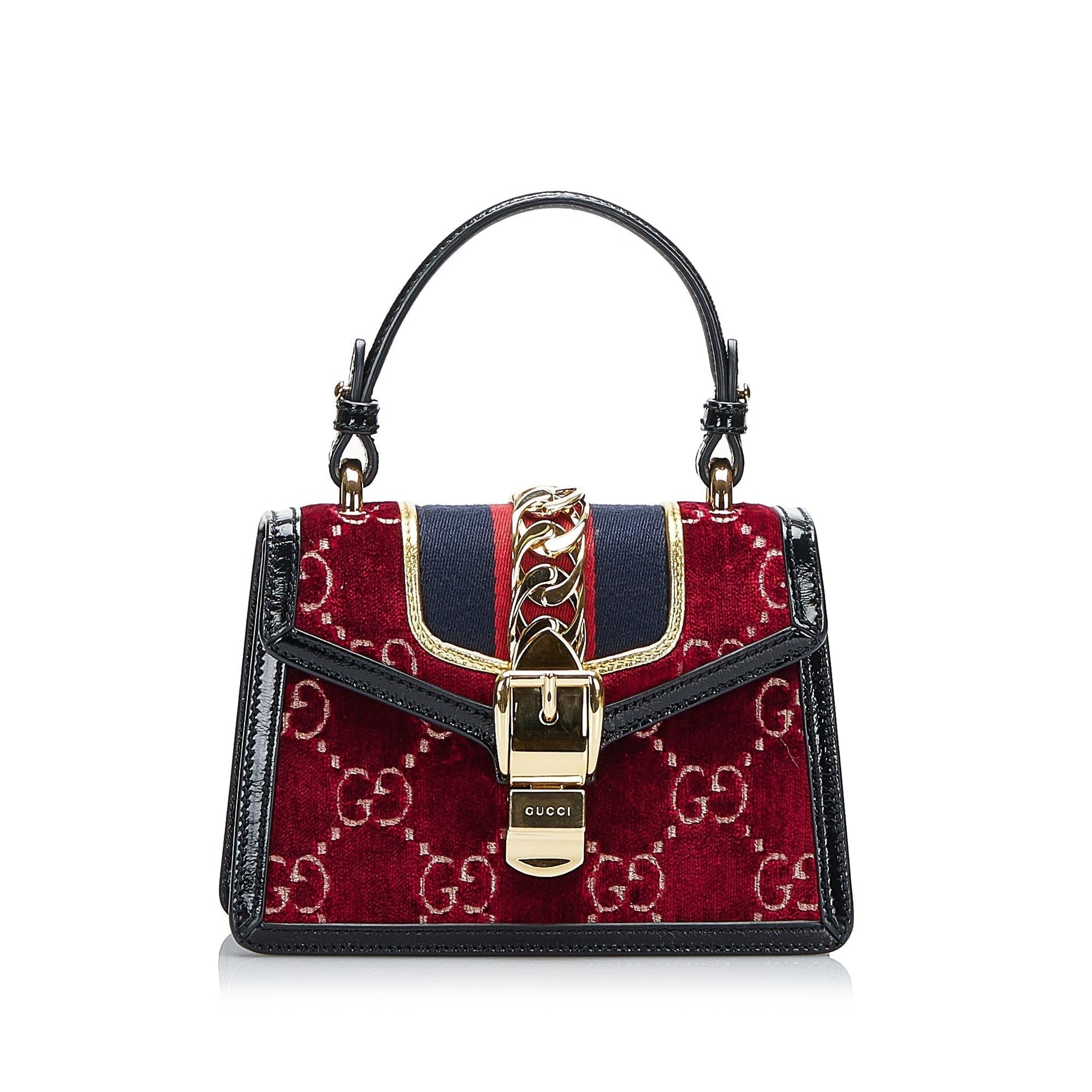 Gucci GG Velvet Sylvie SHG-DMuxoM Calf Red Mini Satchel Bag