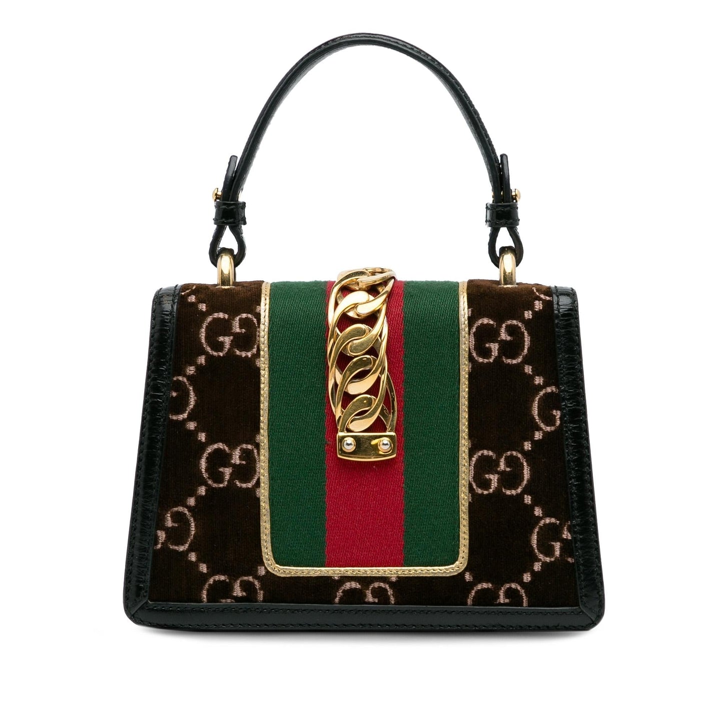 Gucci GG Velvet Sylvie SHG-f0os8k Calf Brown Mini Satchel Bag