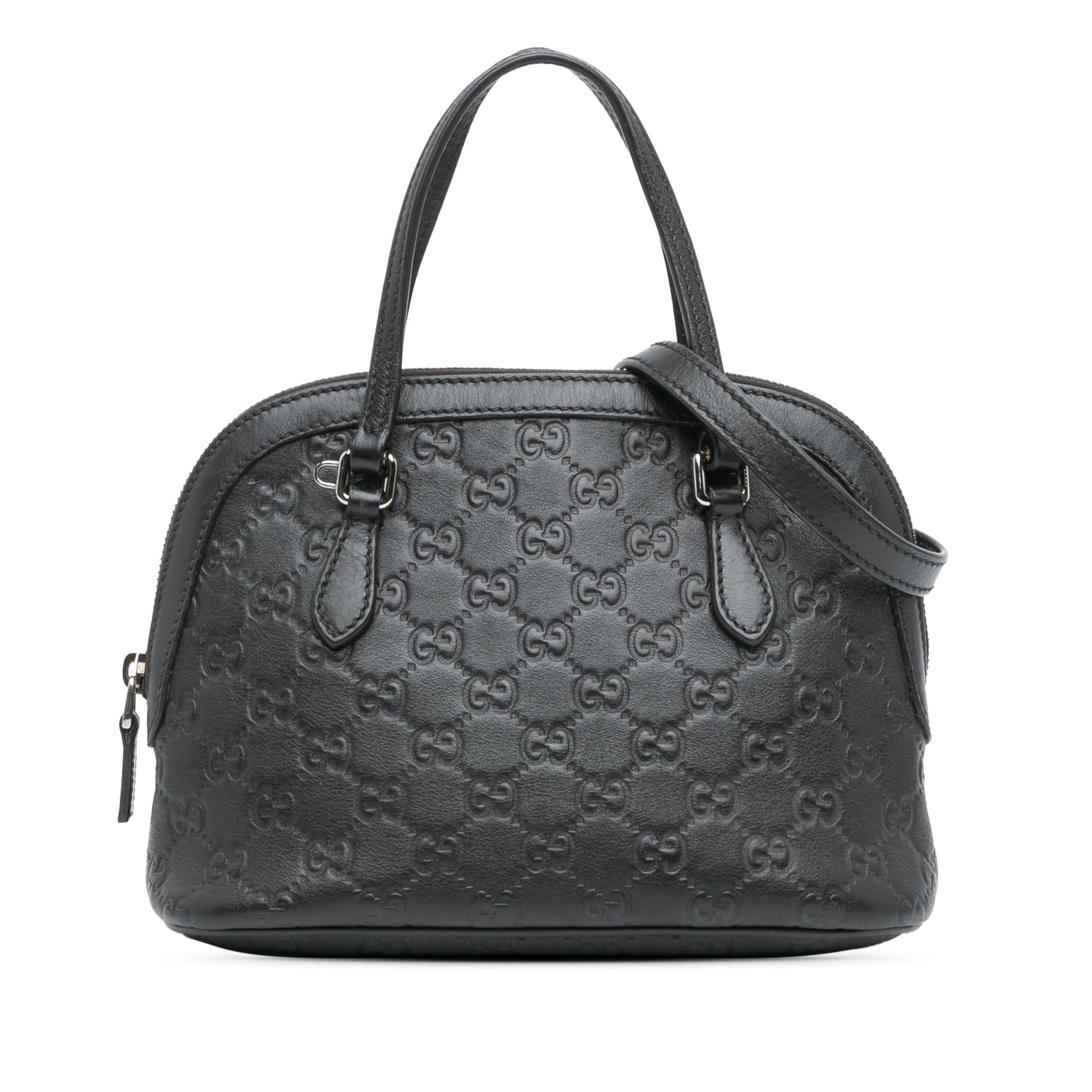 Gucci Guccissima Dome SHG-6f7zbp Calf Black Mini Satchel Bag