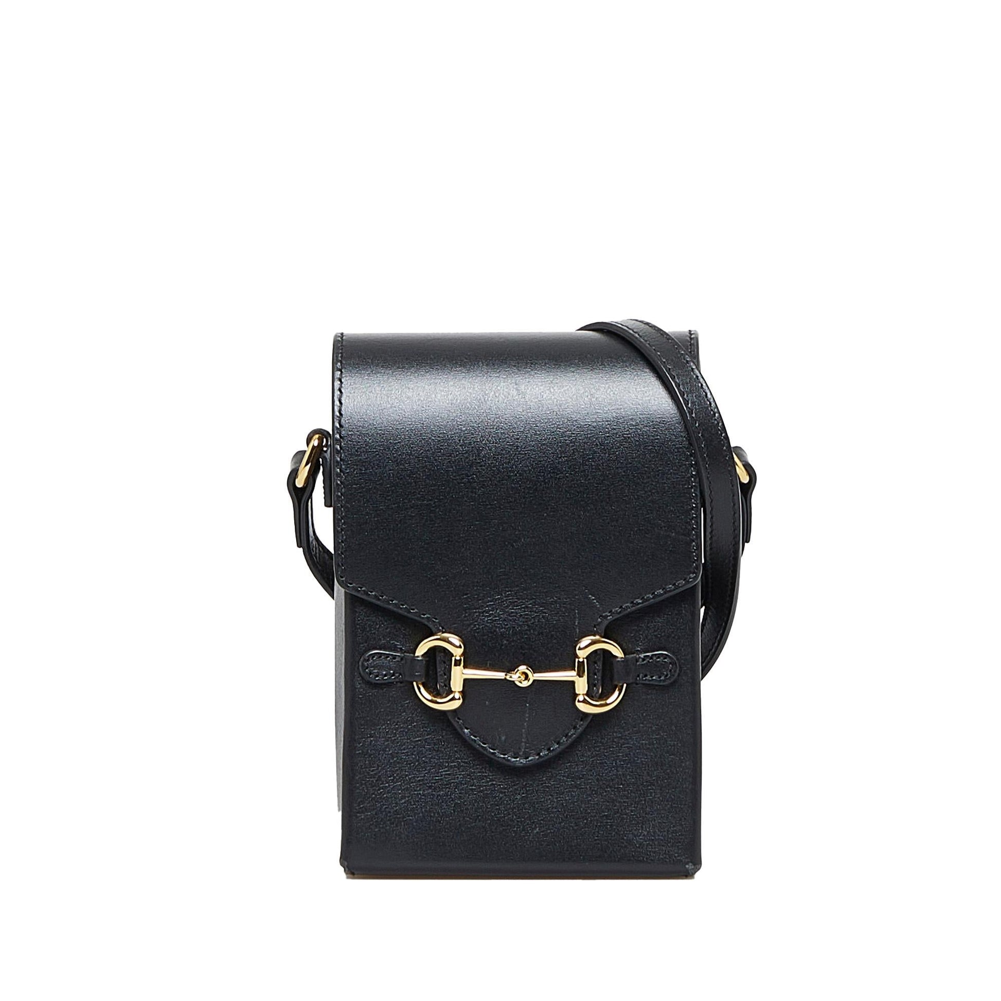 Gucci Horsebit SHG-ZkHRah Calf Black Mini Crossbody Bag