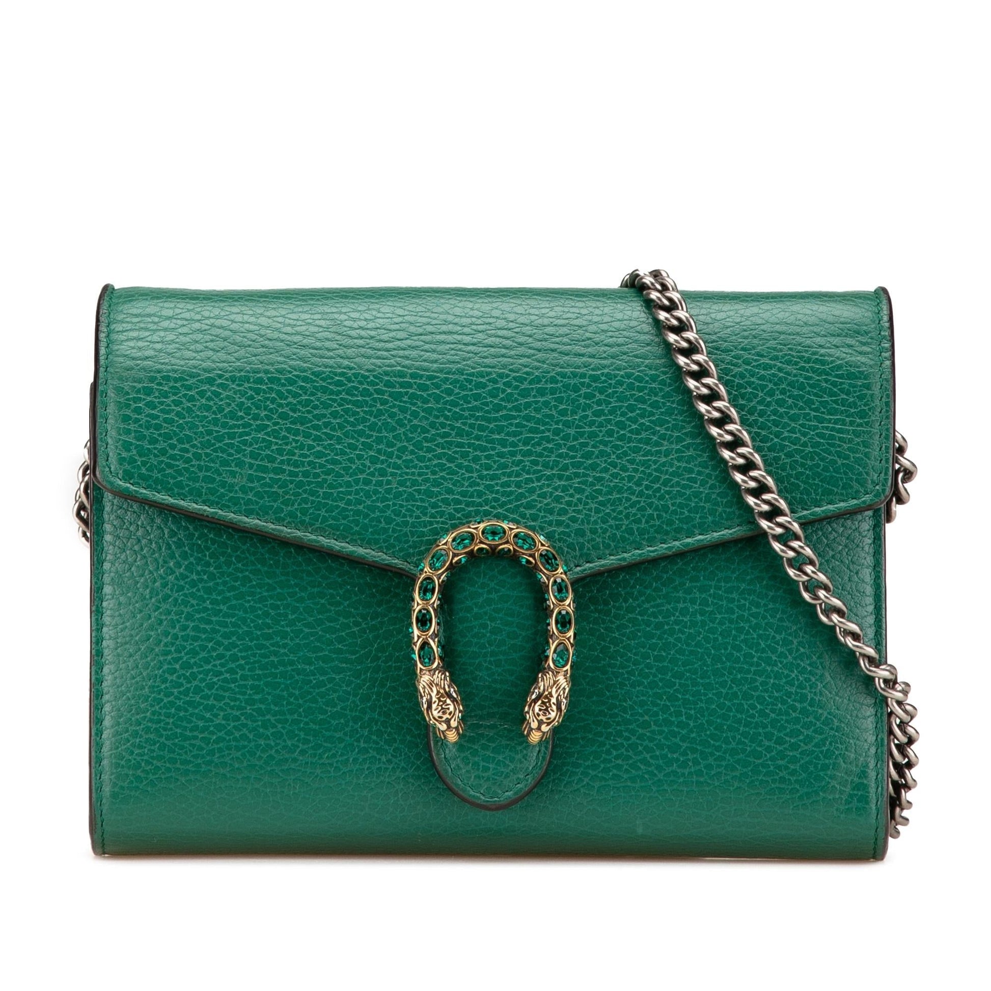 Gucci Dionysus Wallet on Chain Leather Calf Green Mini Crossbody Bag