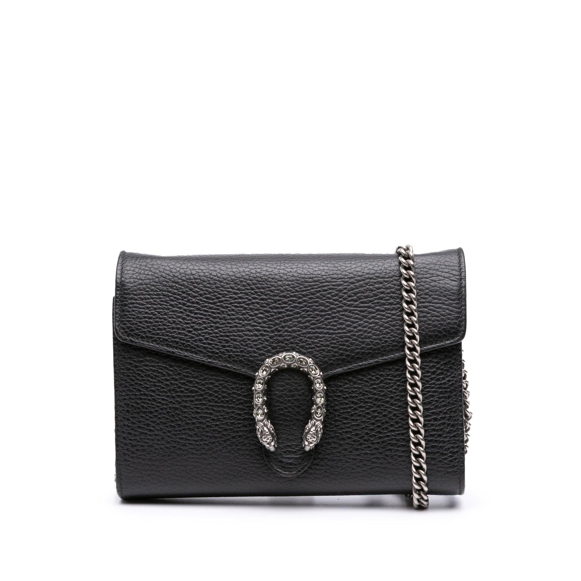 Gucci Dionysus Wallet on Chain Leather Calf Black Mini Crossbody Bag
