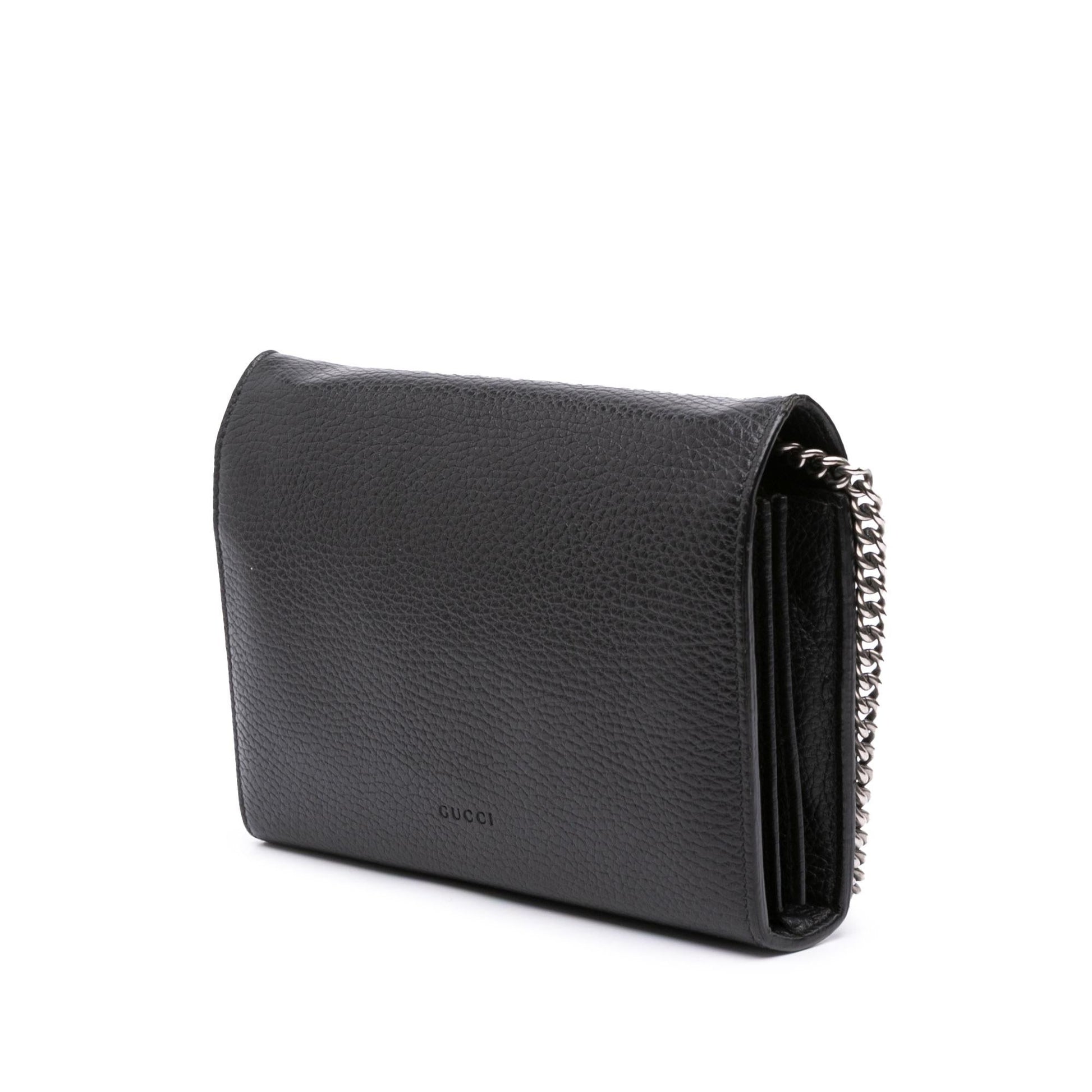Gucci Dionysus Wallet on Chain Leather Calf Black Mini Crossbody Bag