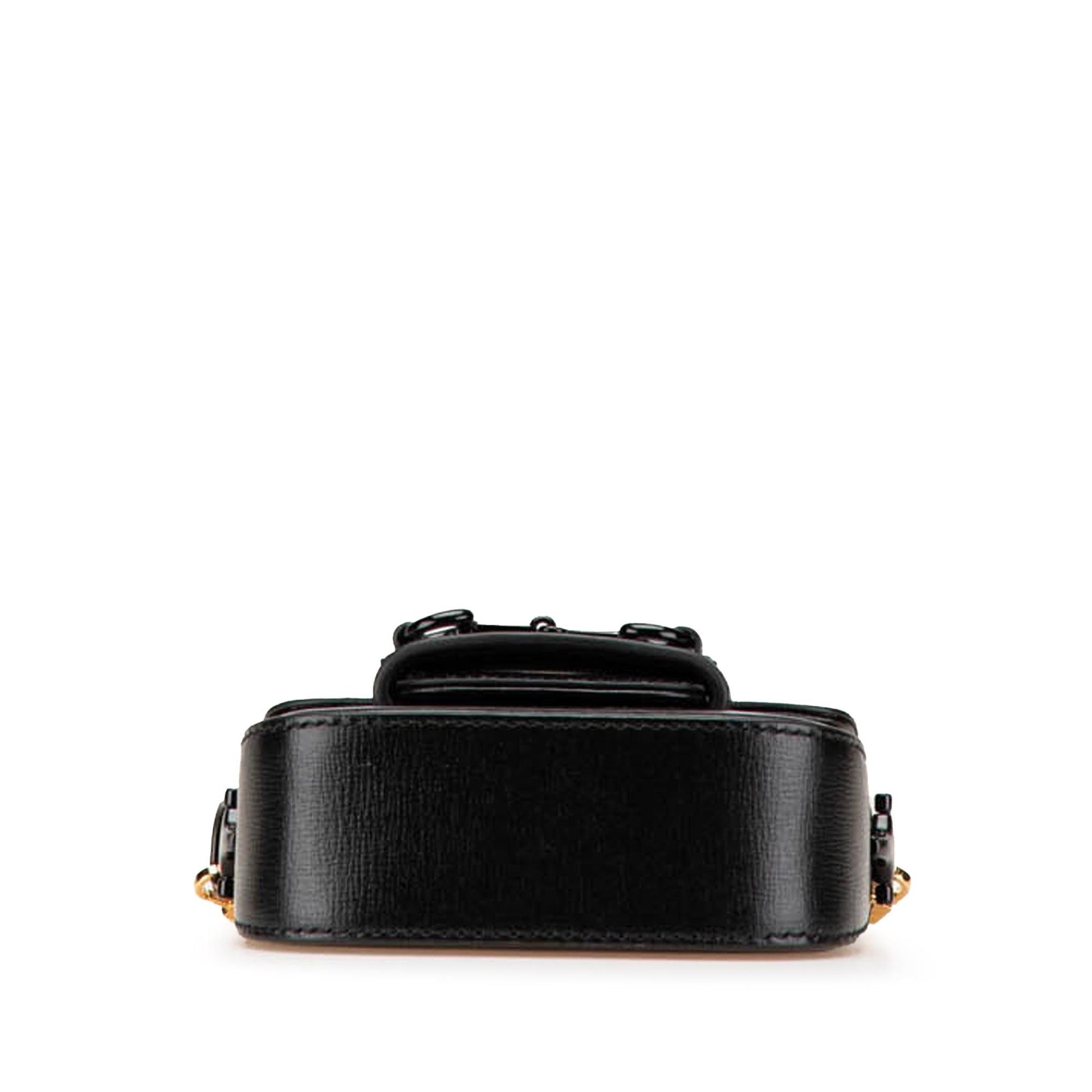 Gucci Horsebit Web Leather Calf Black Mini Satchel Bag
