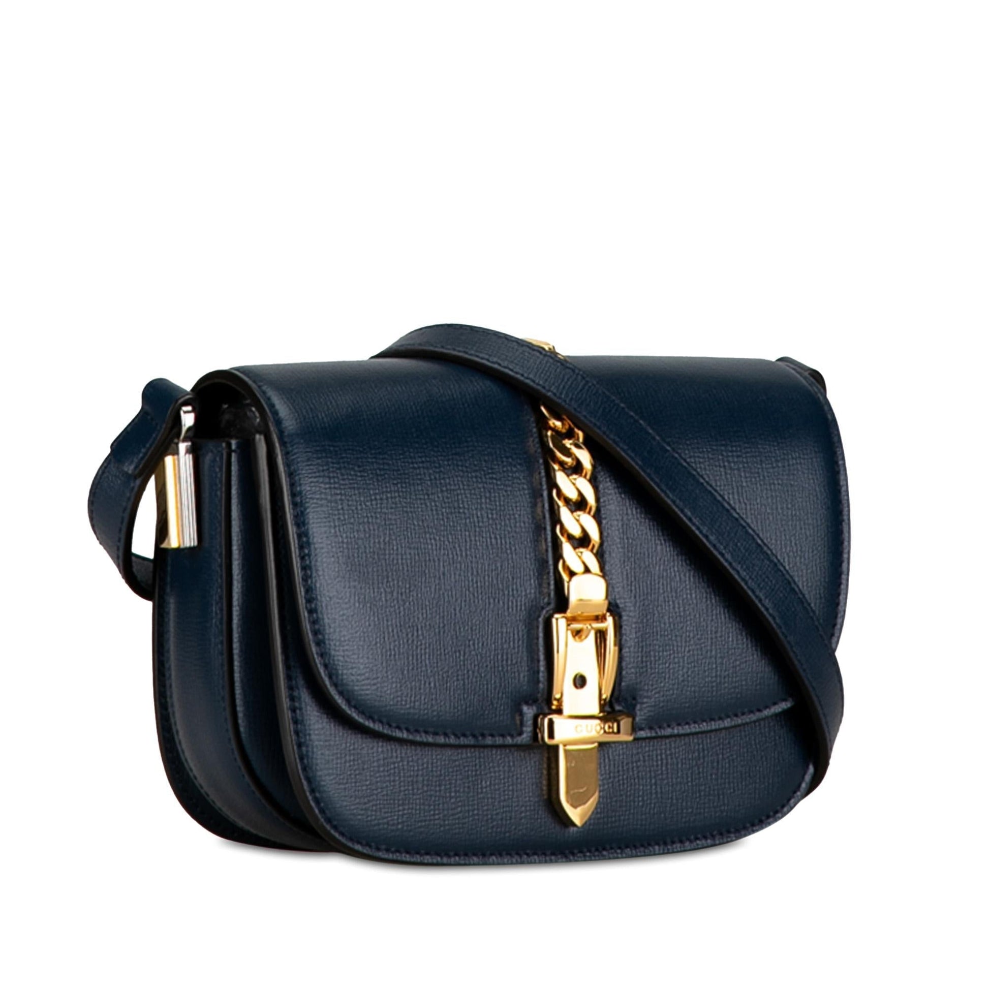 Gucci Sylvie SHG-Ei8jKy Leather Calf Blue Mini Crossbody Bag