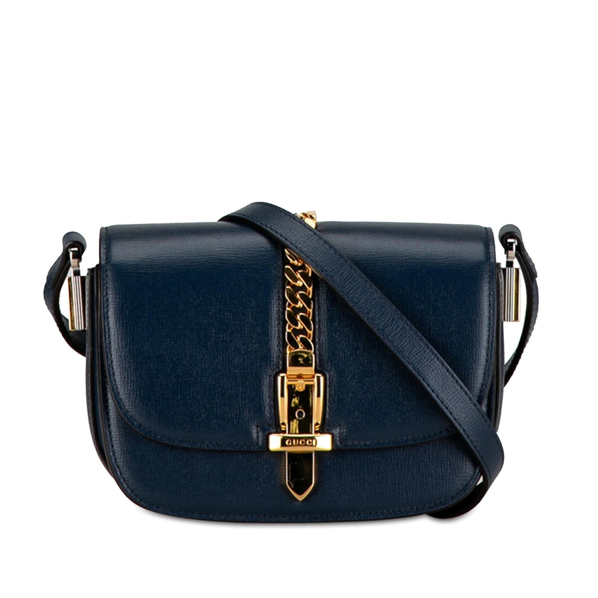 Gucci Sylvie SHG-eVMi3f Leather Calf Blue Mini Crossbody Bag