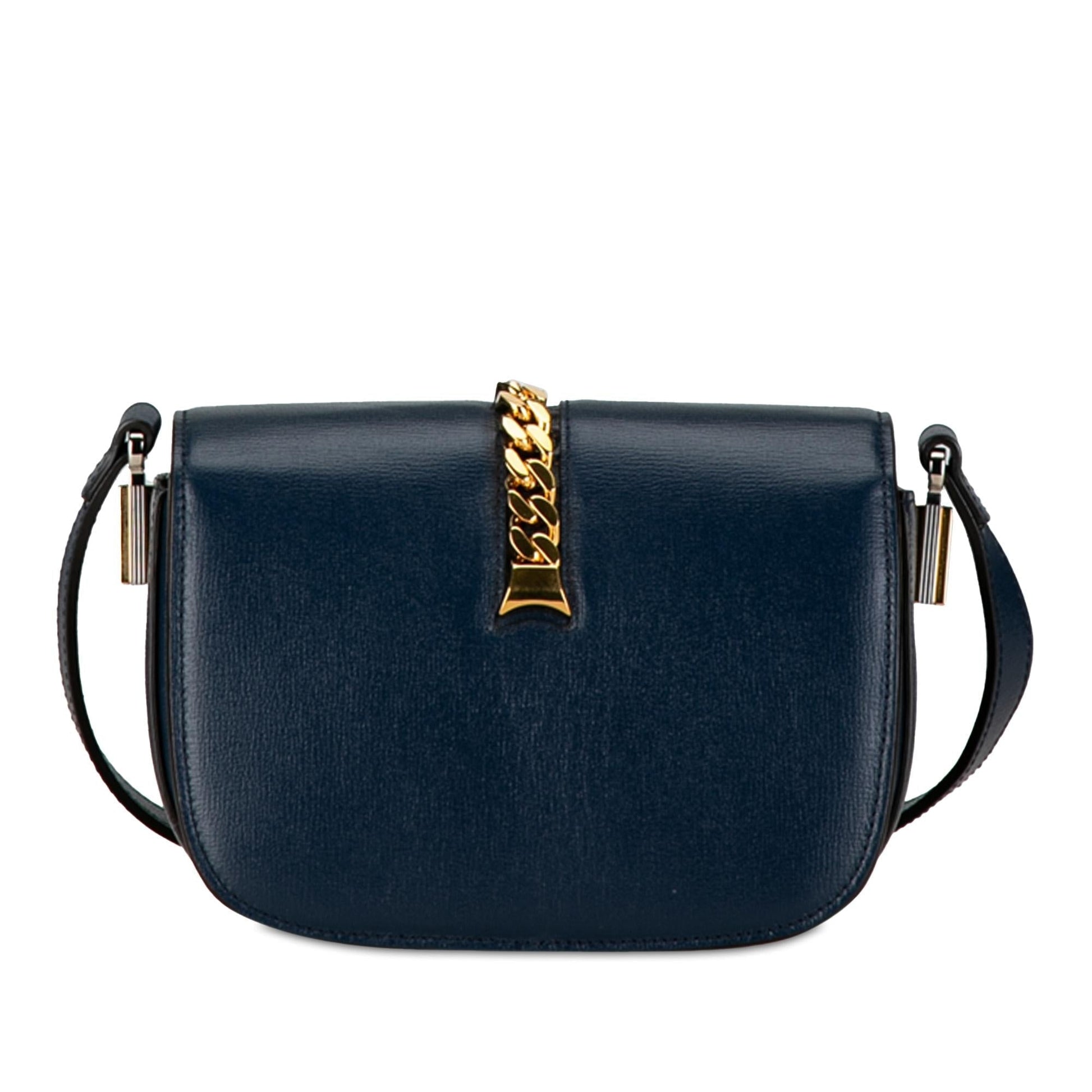 Gucci Sylvie Leather Calf Blue Mini Crossbody Bag