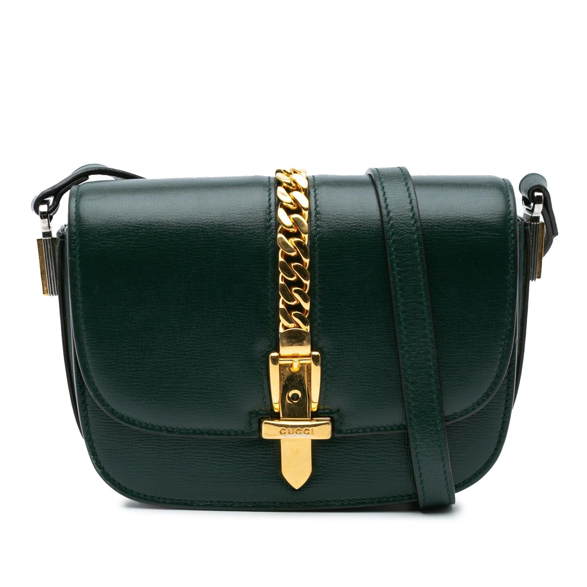 Gucci Sylvie Leather Calf Green Mini Crossbody Bag Crossbody 9