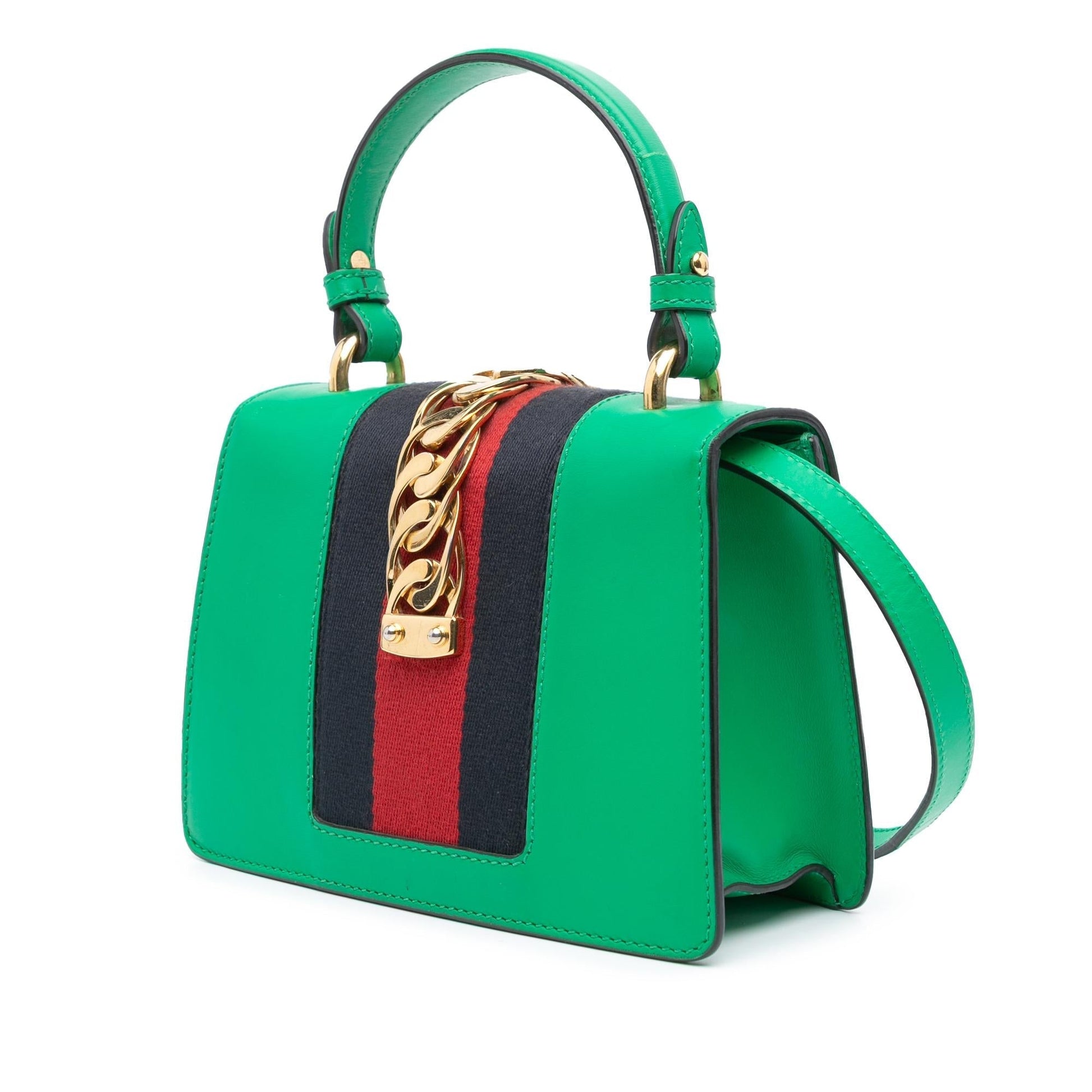 Gucci Sylvie Leather Calf Green Mini Satchel Bag