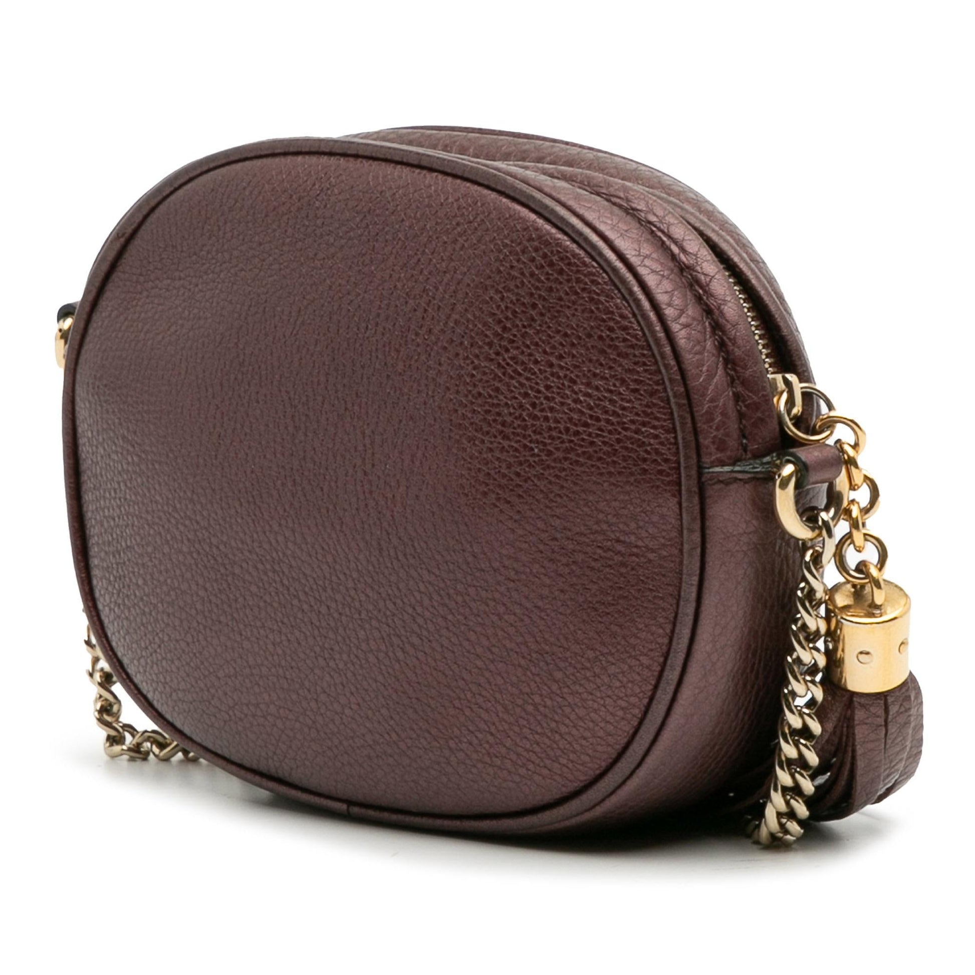 Gucci Metallic Pebbled Soho Calfskin Mini Chain Crossbody Bag