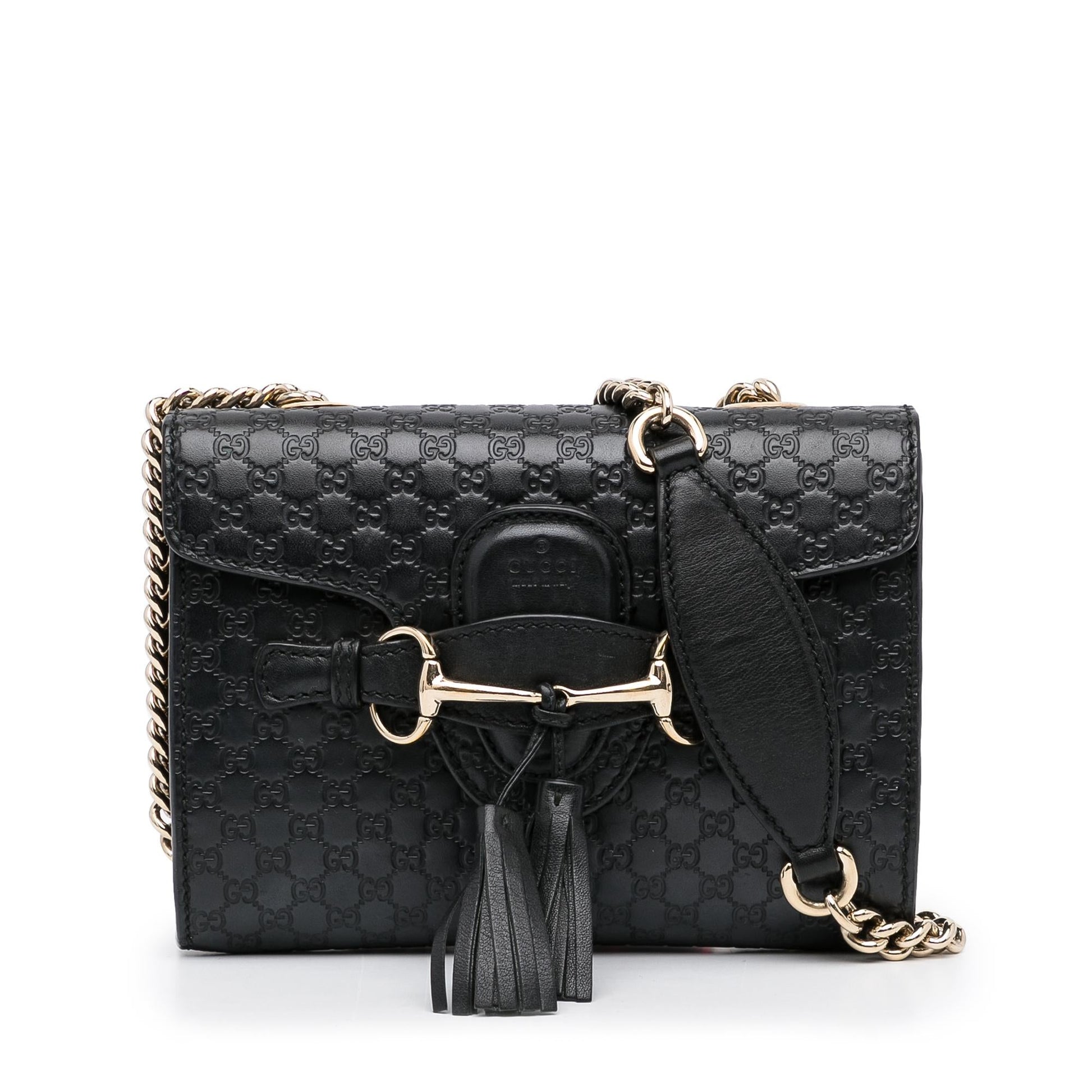 Gucci Microguccissima Emily SHG-JHzrWD Calf Black Mini Crossbody Bag