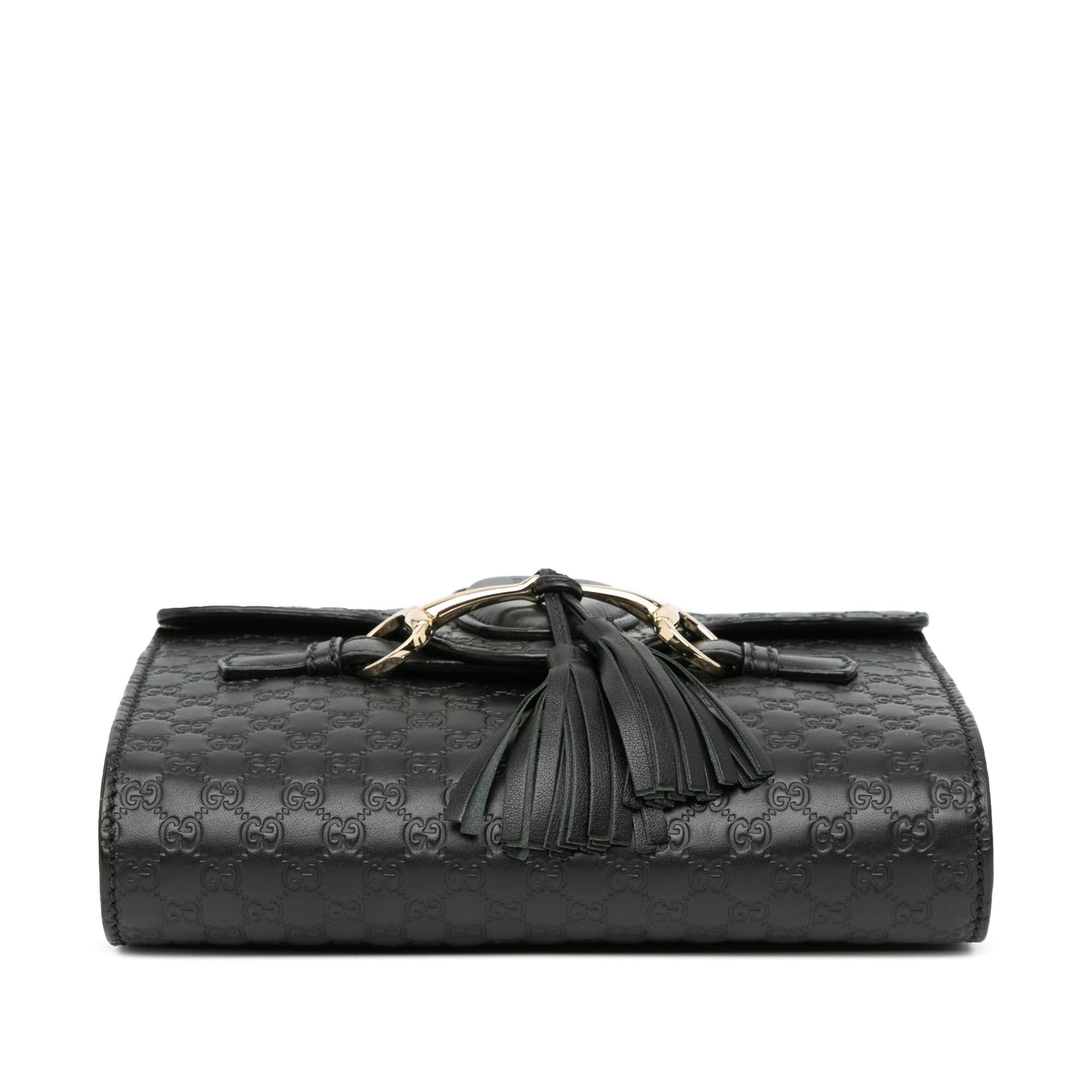 Gucci Microguccissima Emily SHG-4pYMek Calf Black Mini Crossbody Bag