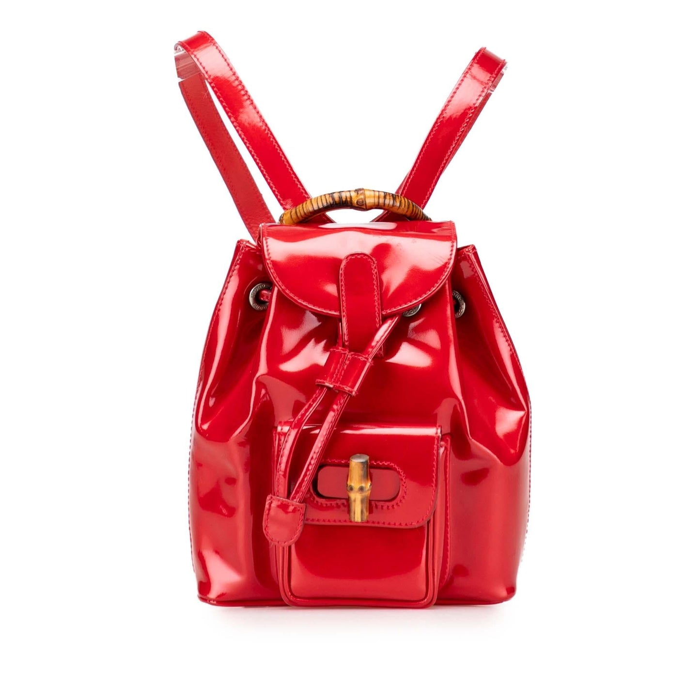 Gucci Bamboo Drawstring Backpack Patent Mini Jewelry