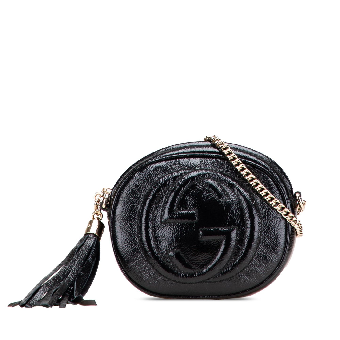 Gucci Soho Chain Leather Patent Black Mini Crossbody Bag