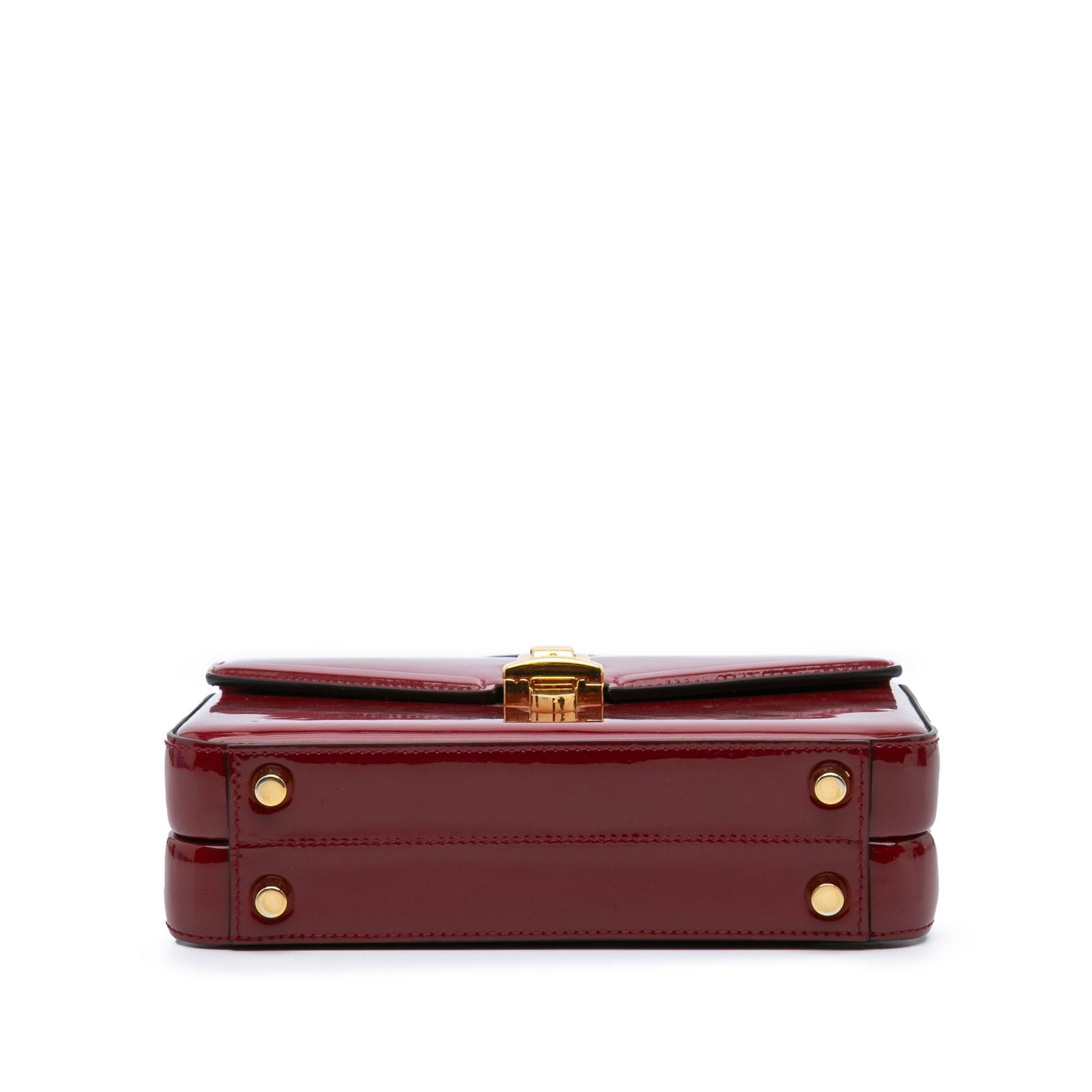 Gucci Sylvie Top Handle Leather Patent Red Mini Satchel Bag Bag 3