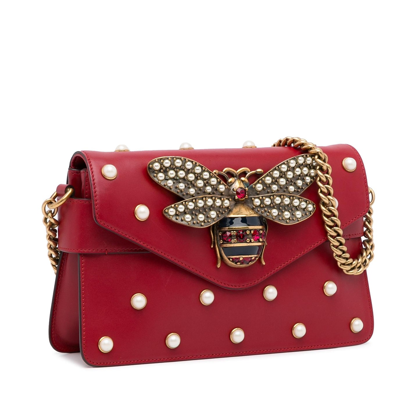 Gucci Queen Margaret Broadway SHG-3ul90T Leather Calf Red Mini Satchel Bag